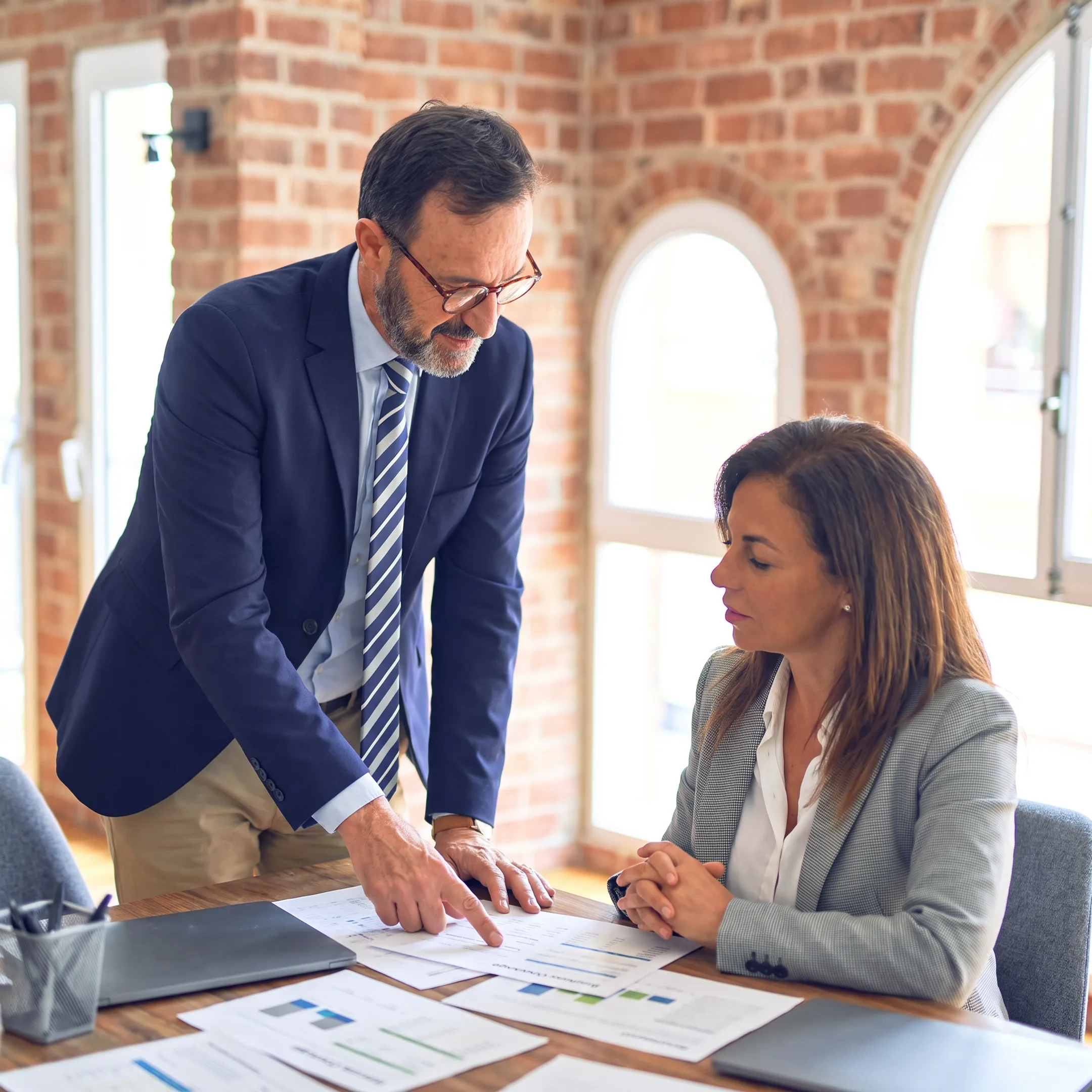 Insurance advisor discussing startup business coverage with an entrepreneur