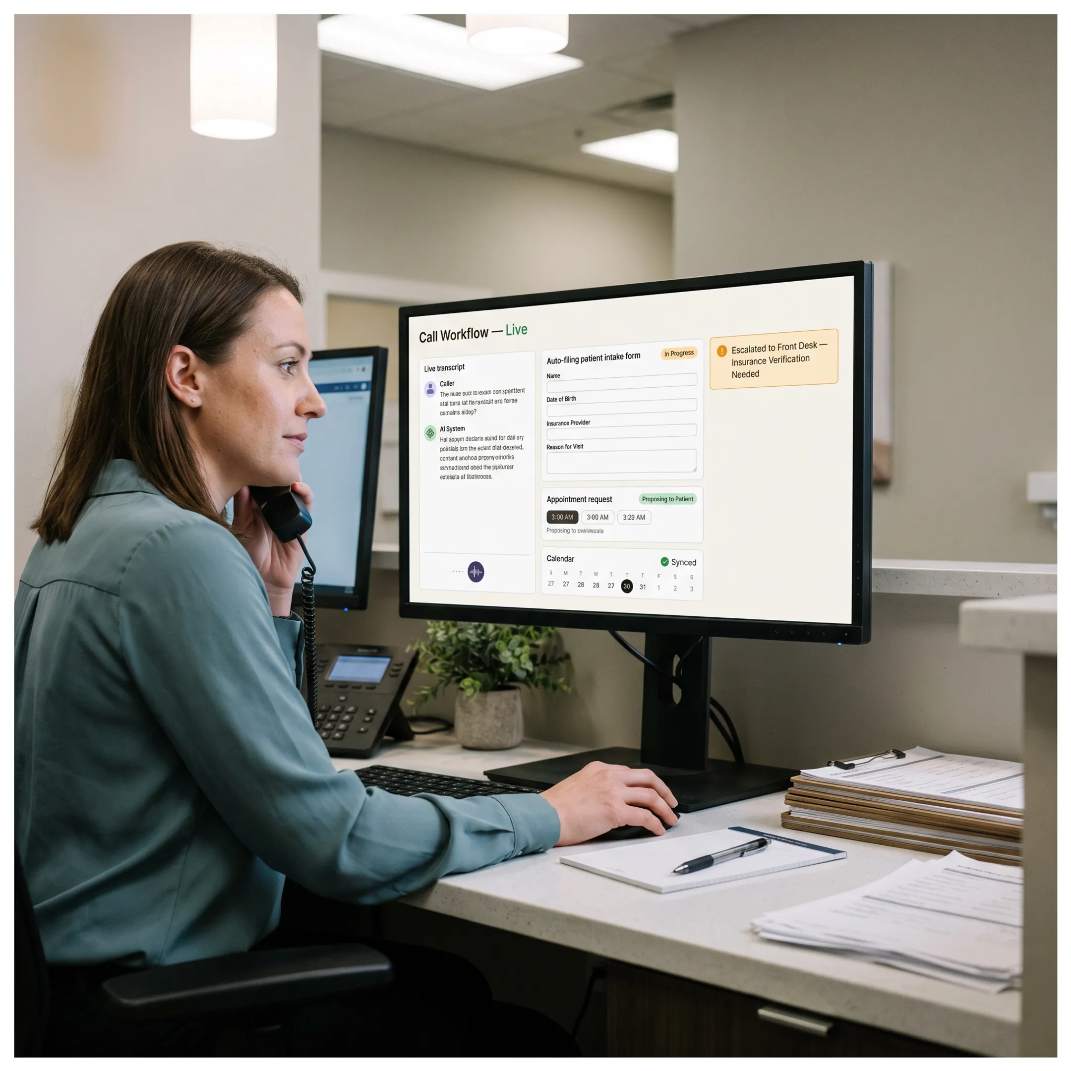 Voice AI workflow supporting a dental practice call
