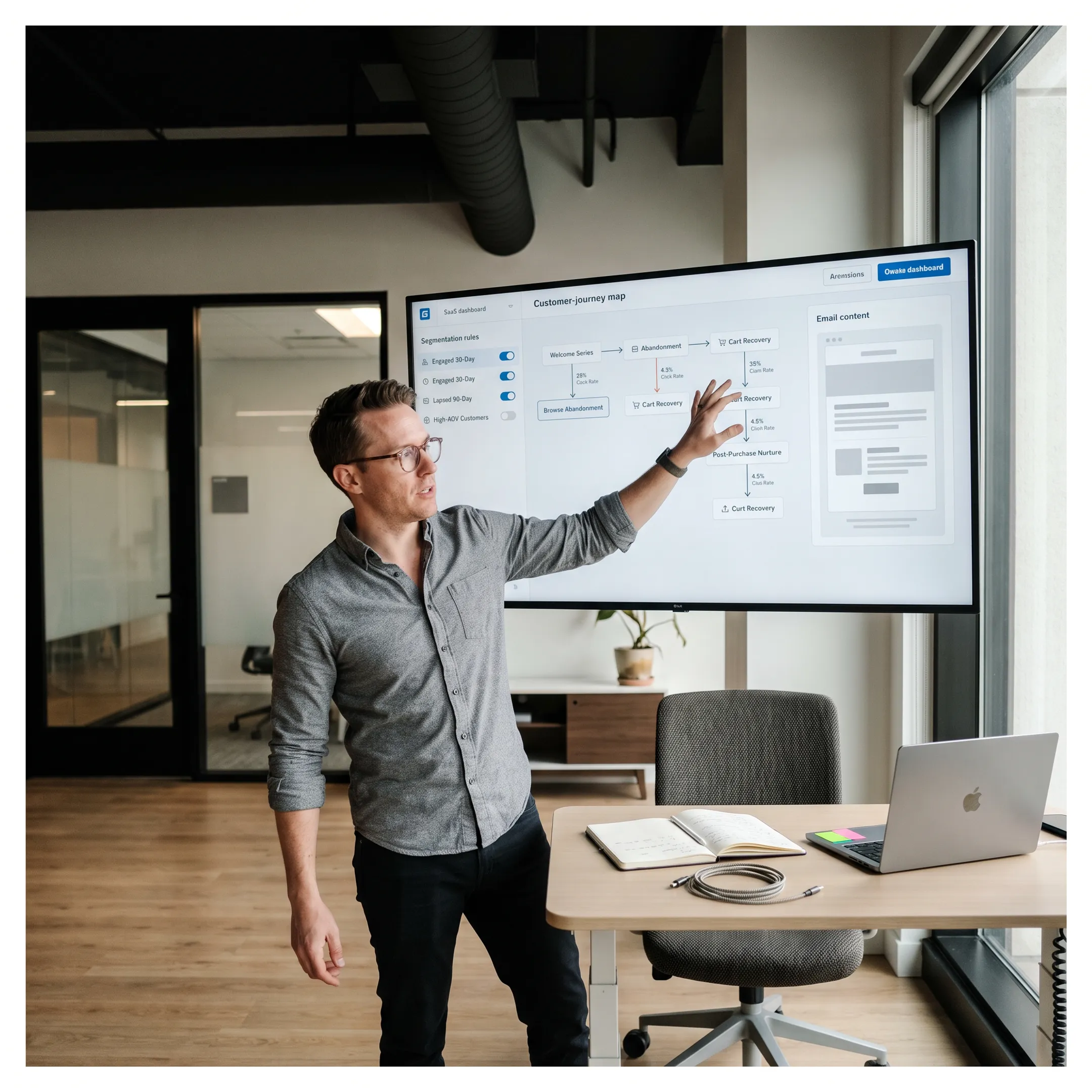 Email marketing strategist planning customer lifecycle automation