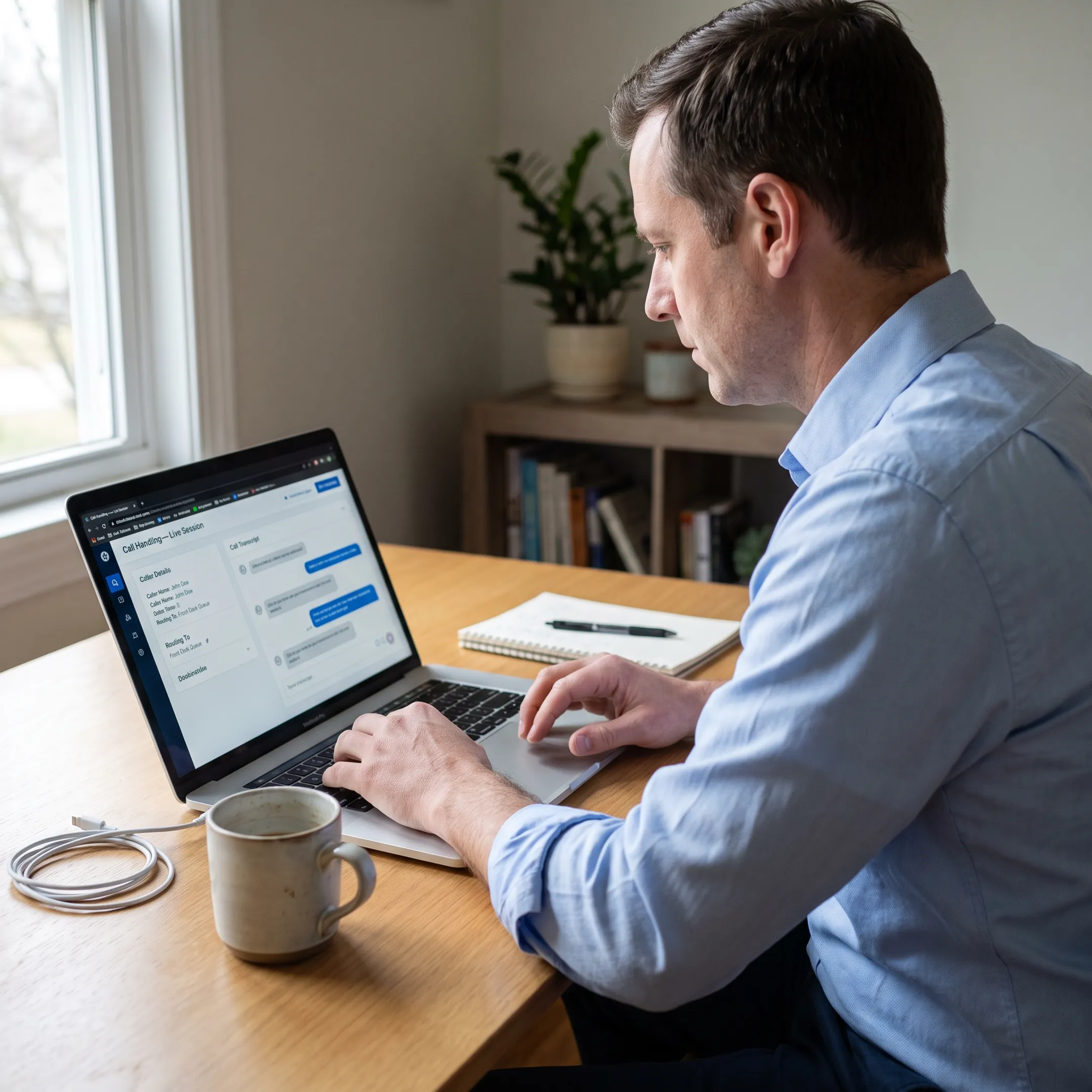 Virtual receptionist workflow routing a customer call