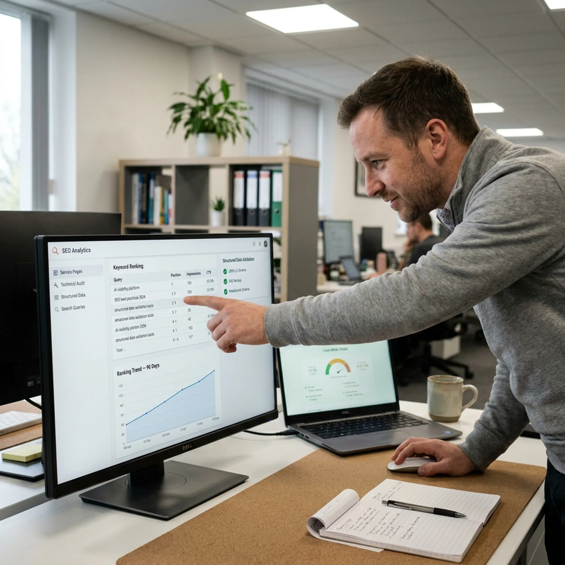 SEO consultant improving service page structure and search visibility for a business website