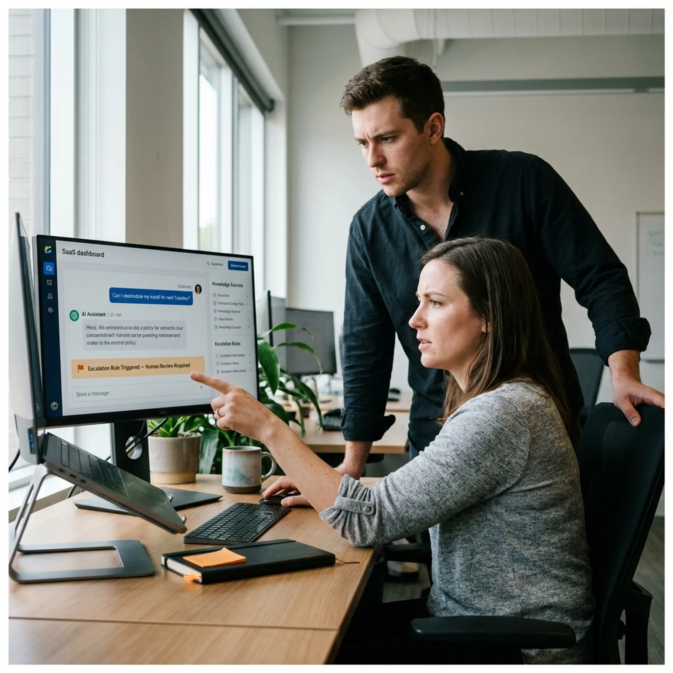 Custom AI chatbot guiding a customer through support questions