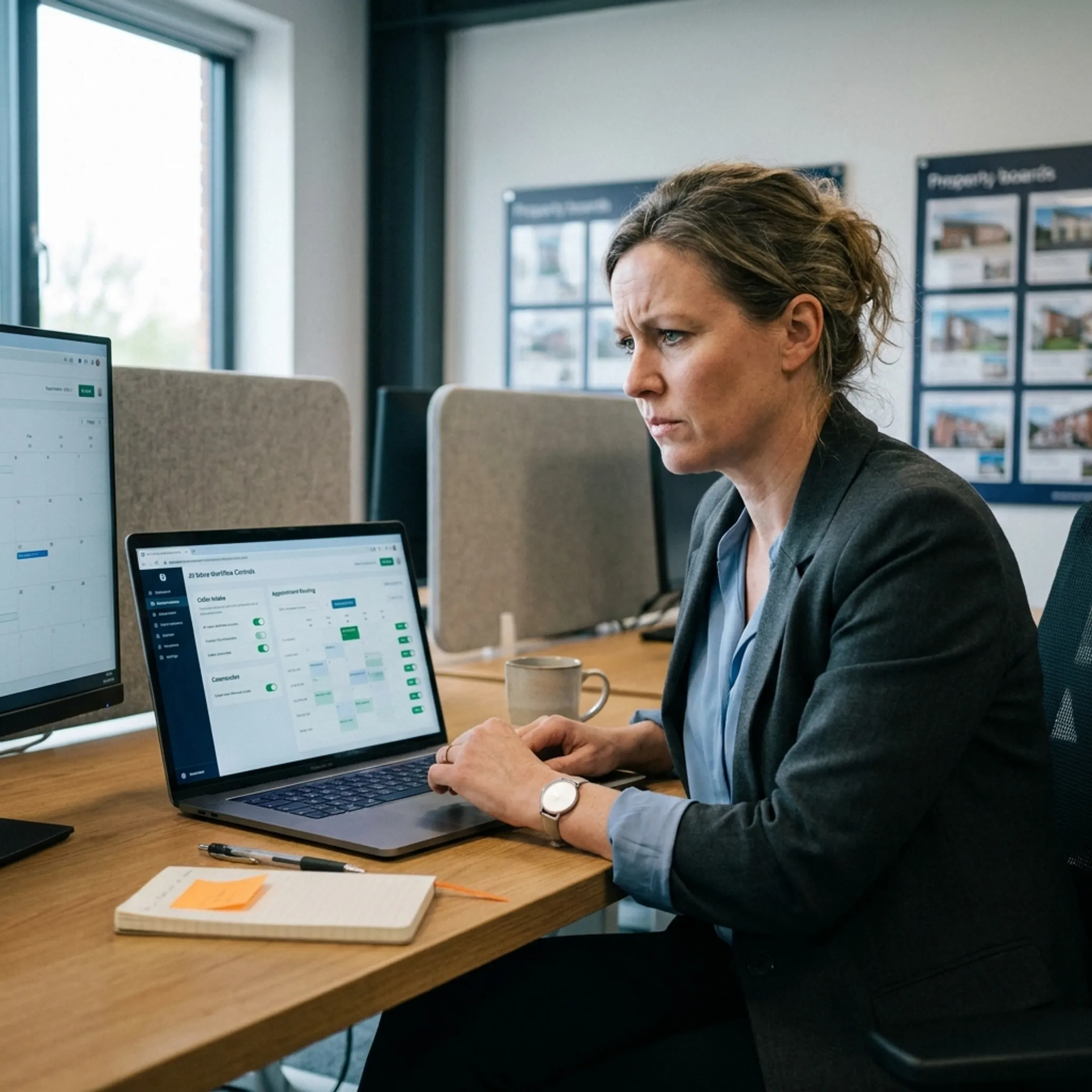 AI voice workflow connecting a real estate caller with a team calendar and CRM
