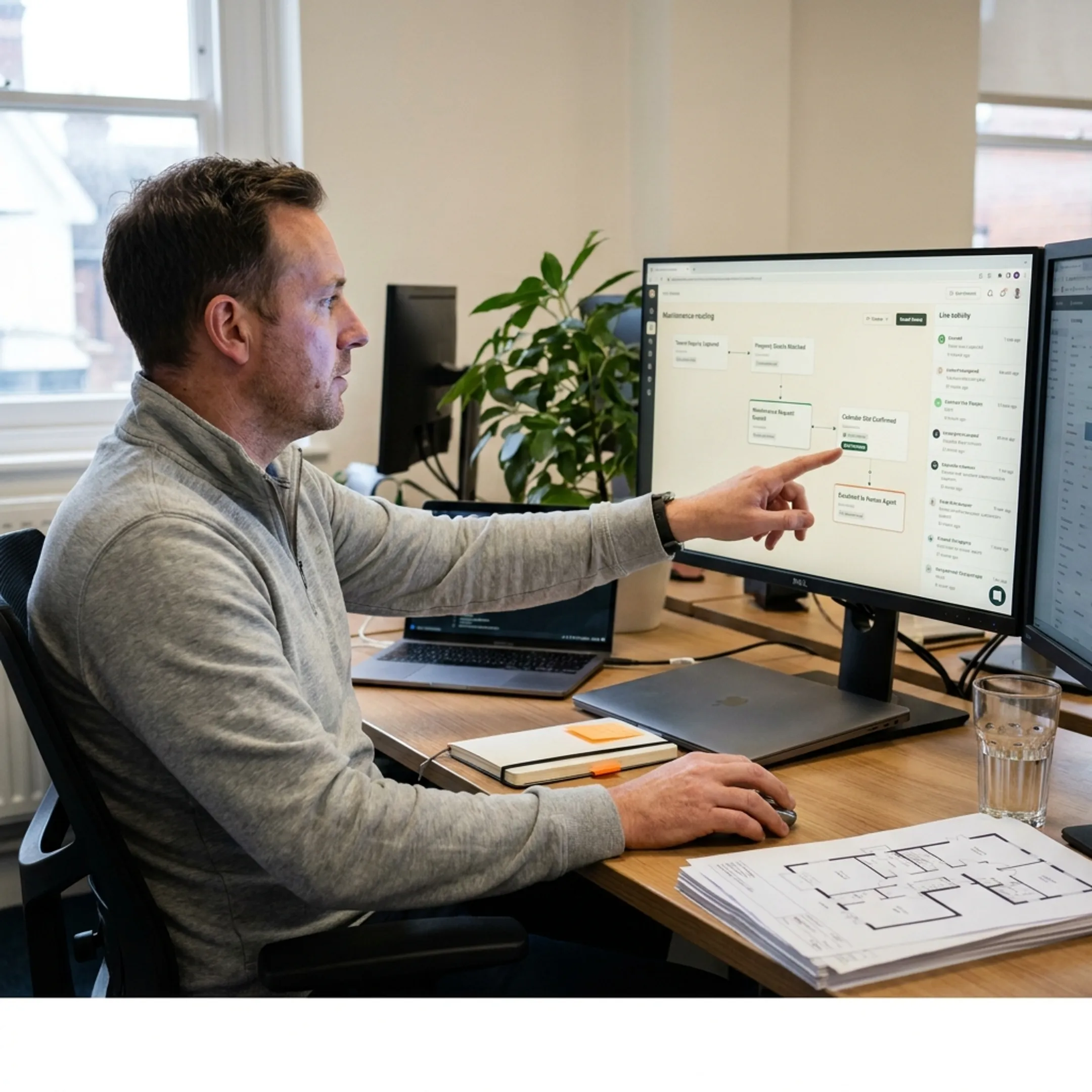 AI receptionist workflow supporting property managers