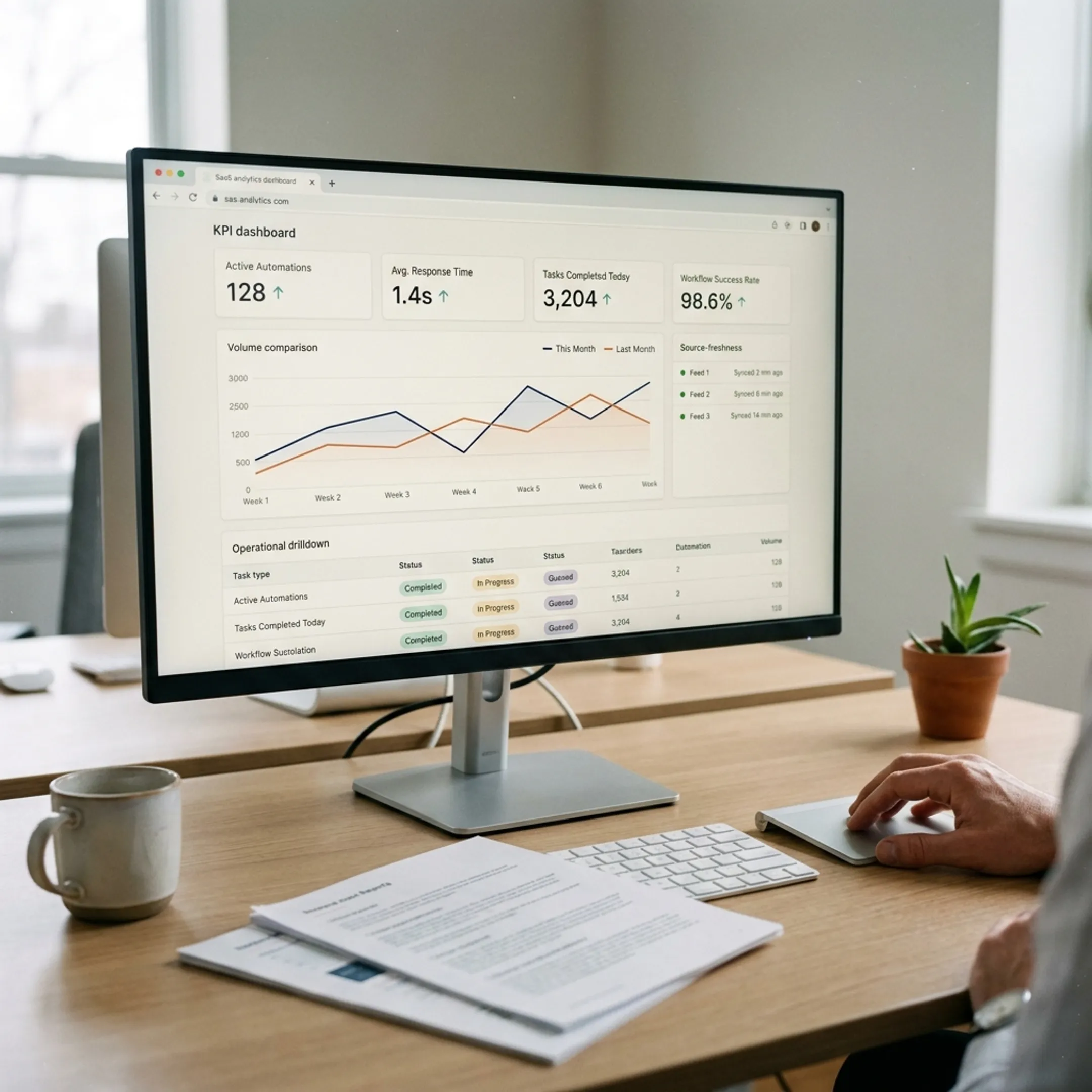 Interactive business dashboard showing KPIs and operational trends