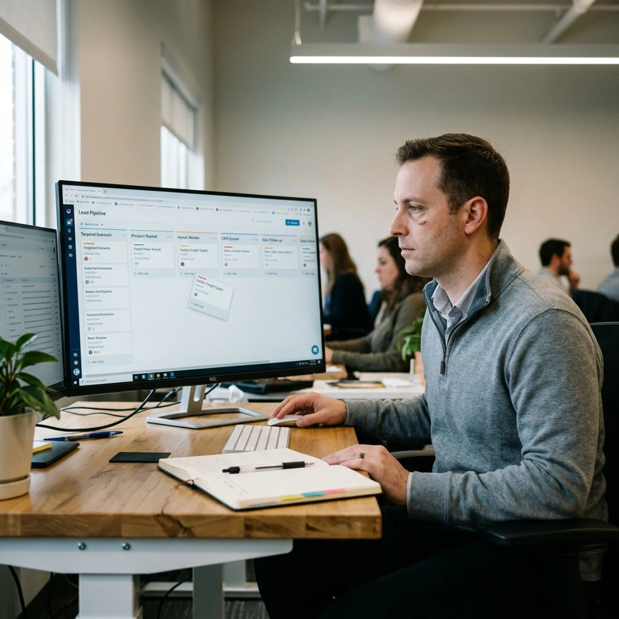 B2B lead qualification workflow connecting outreach with CRM follow-up