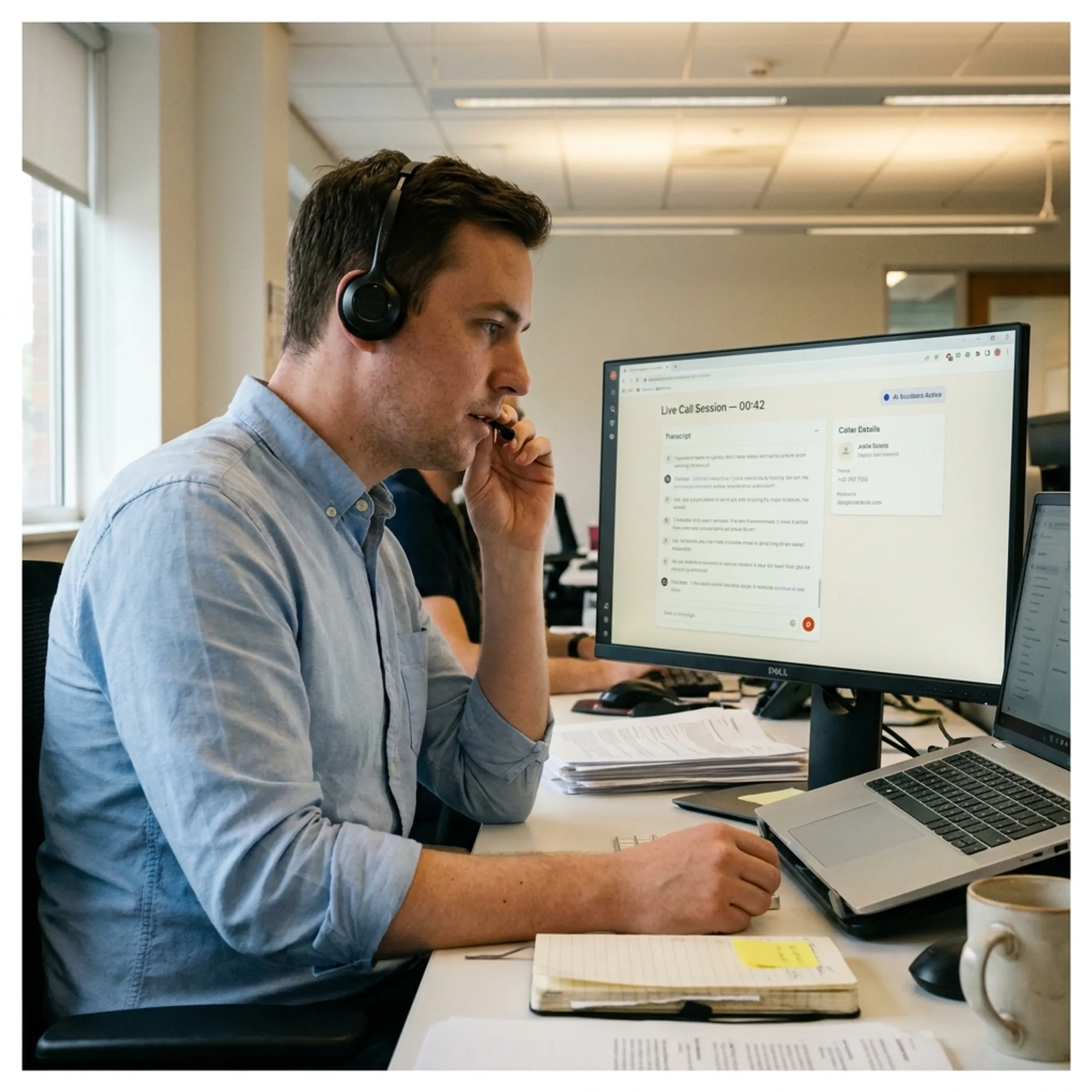 Voice AI system routing a customer call to a business team member