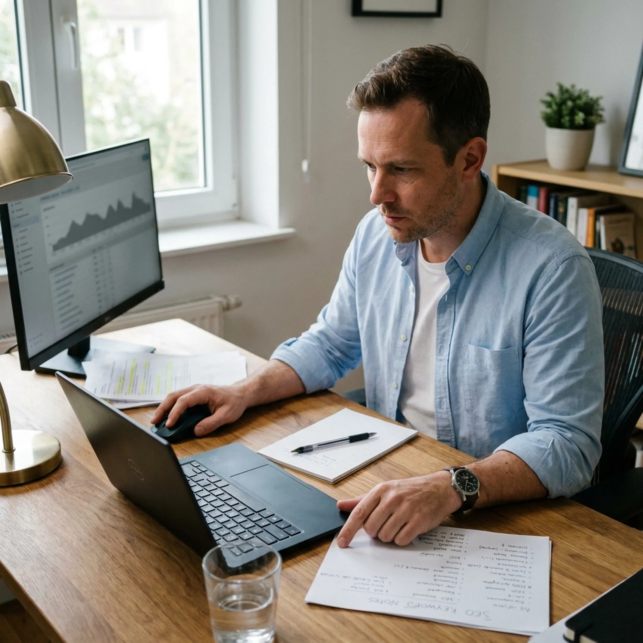 Consultant reviewing local SEO improvements with a business owner