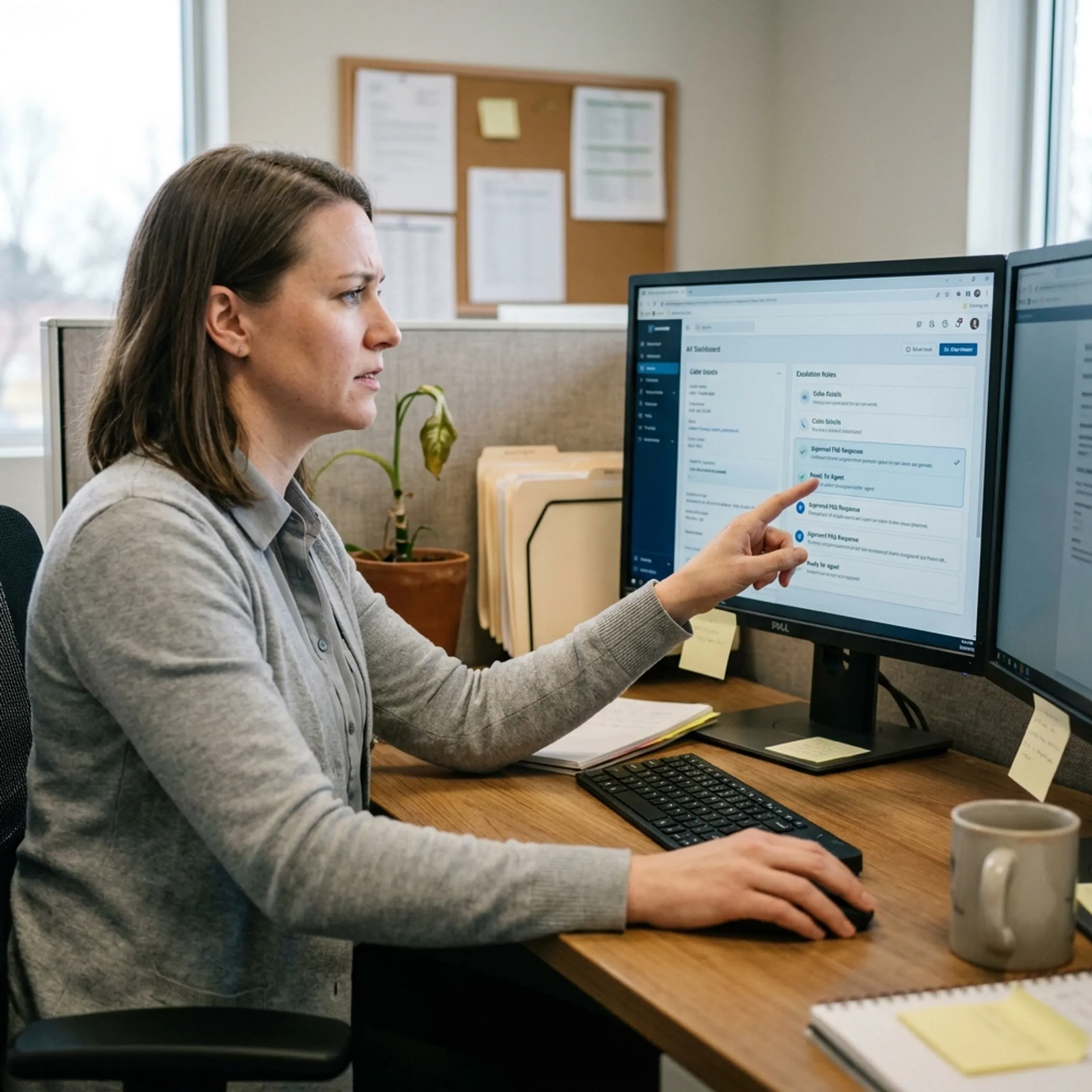 Insurance agent reviewing structured call notes from an AI receptionist