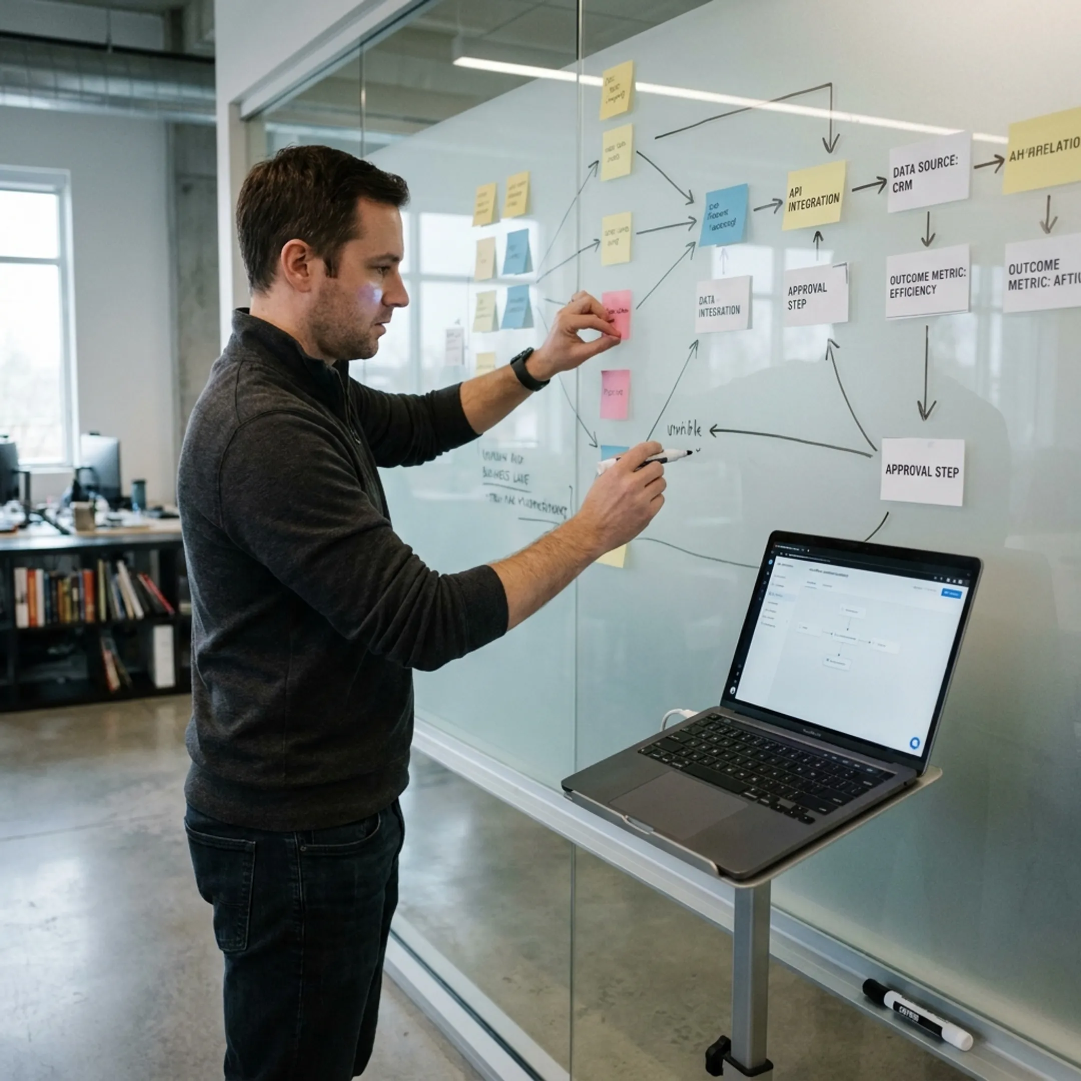 Engineer mapping business processes for an AI implementation