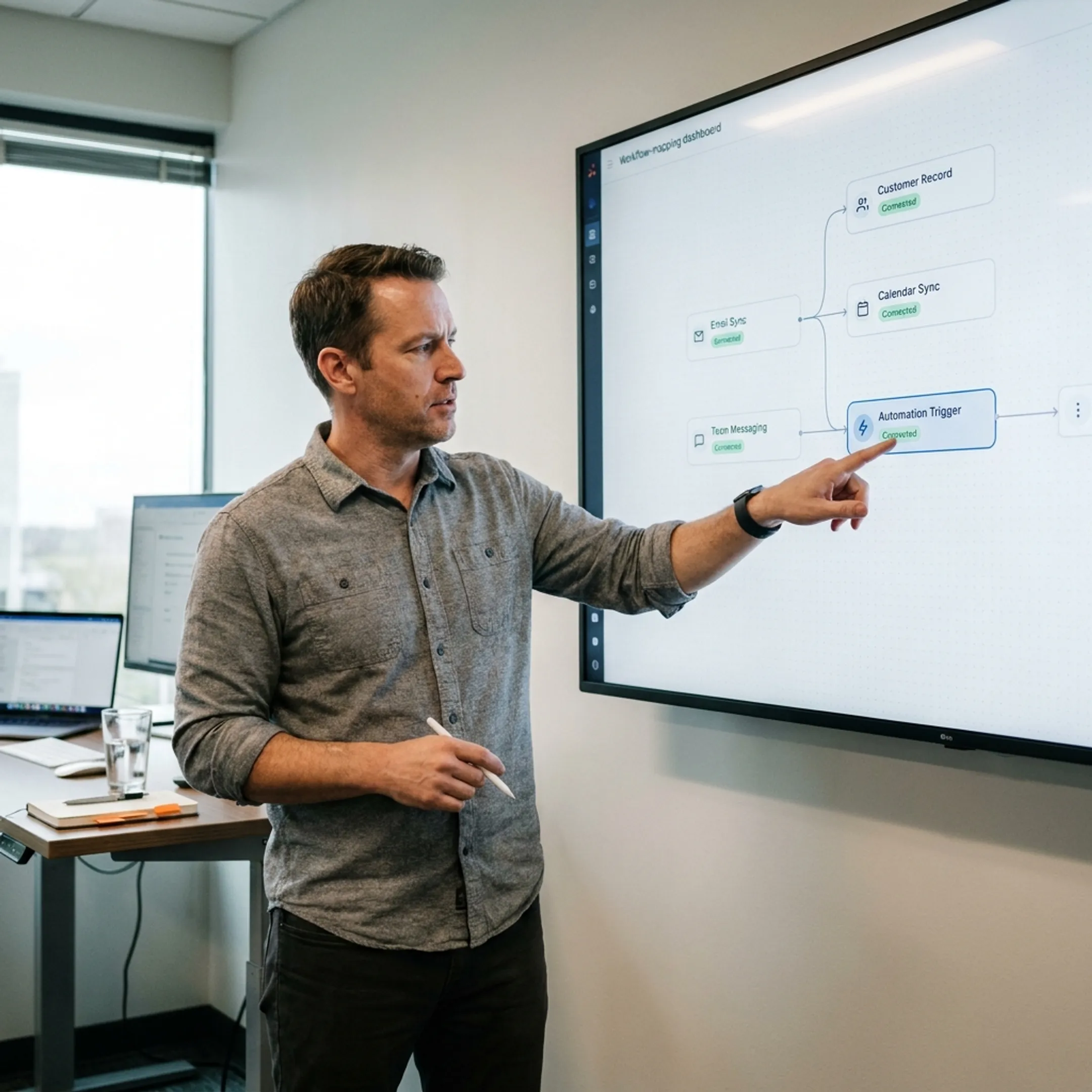Consultant mapping CRM integrations and business workflow connections