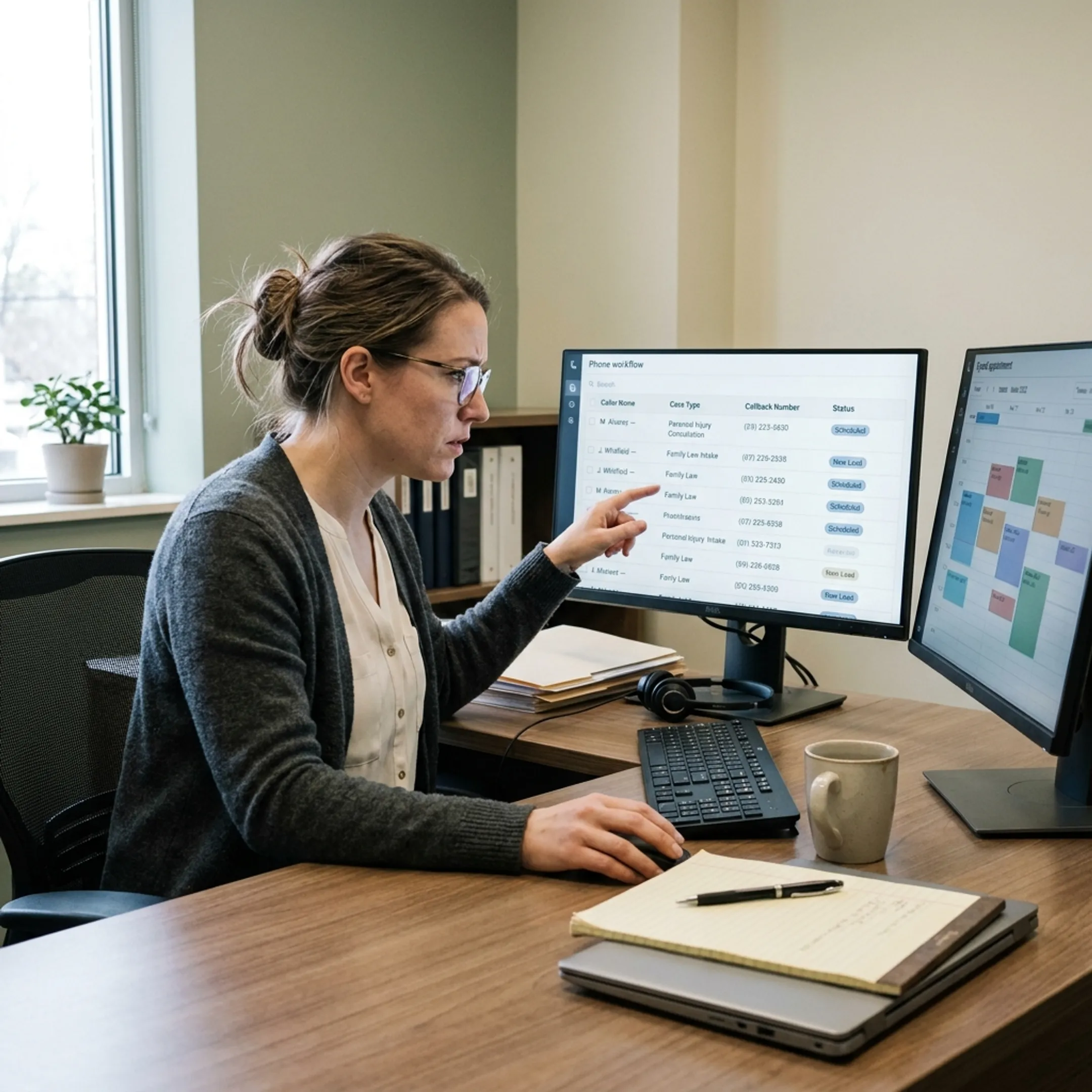 Law firm intake workflow connecting callers with staff