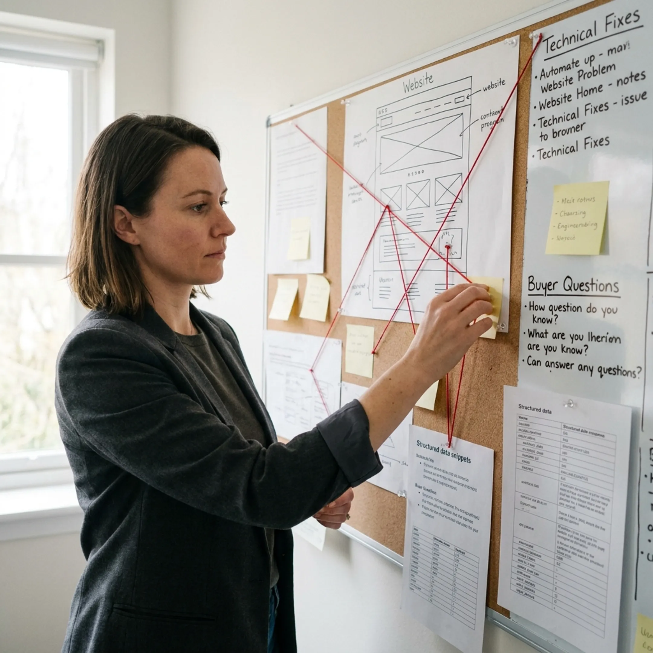Consultant planning technical SEO and content improvements for a Detroit service business