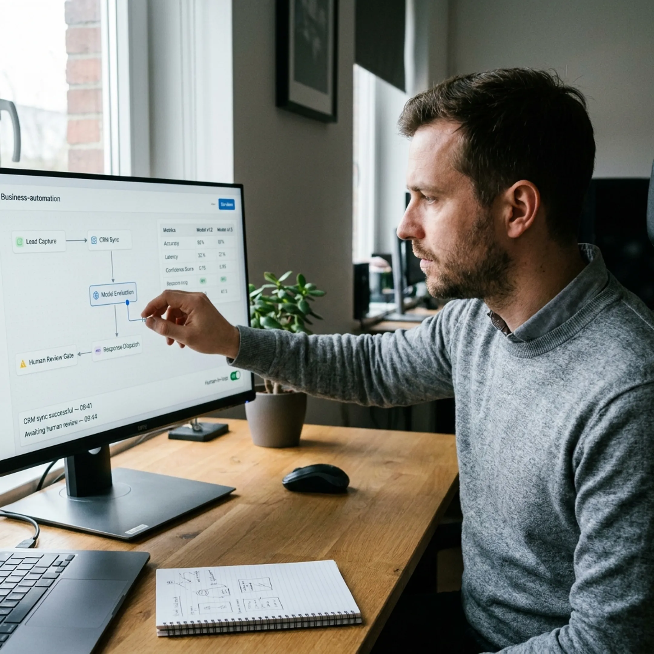 Engineer building a business AI and machine learning system
