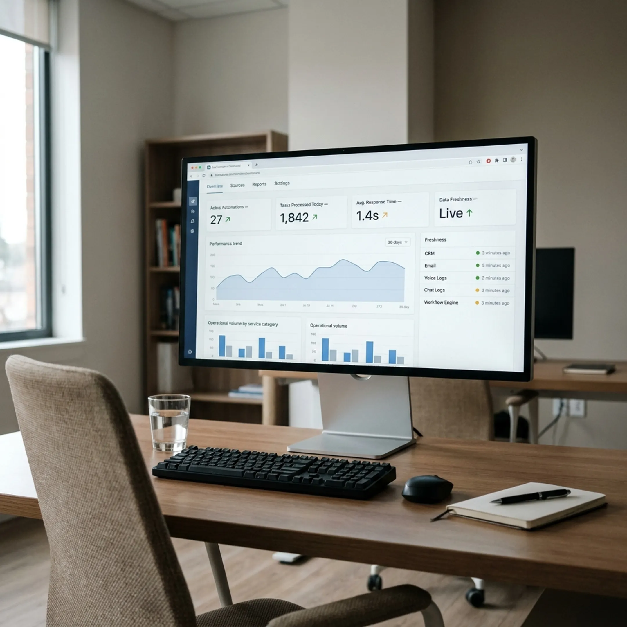 Business intelligence dashboard showing trusted KPIs and operational trends