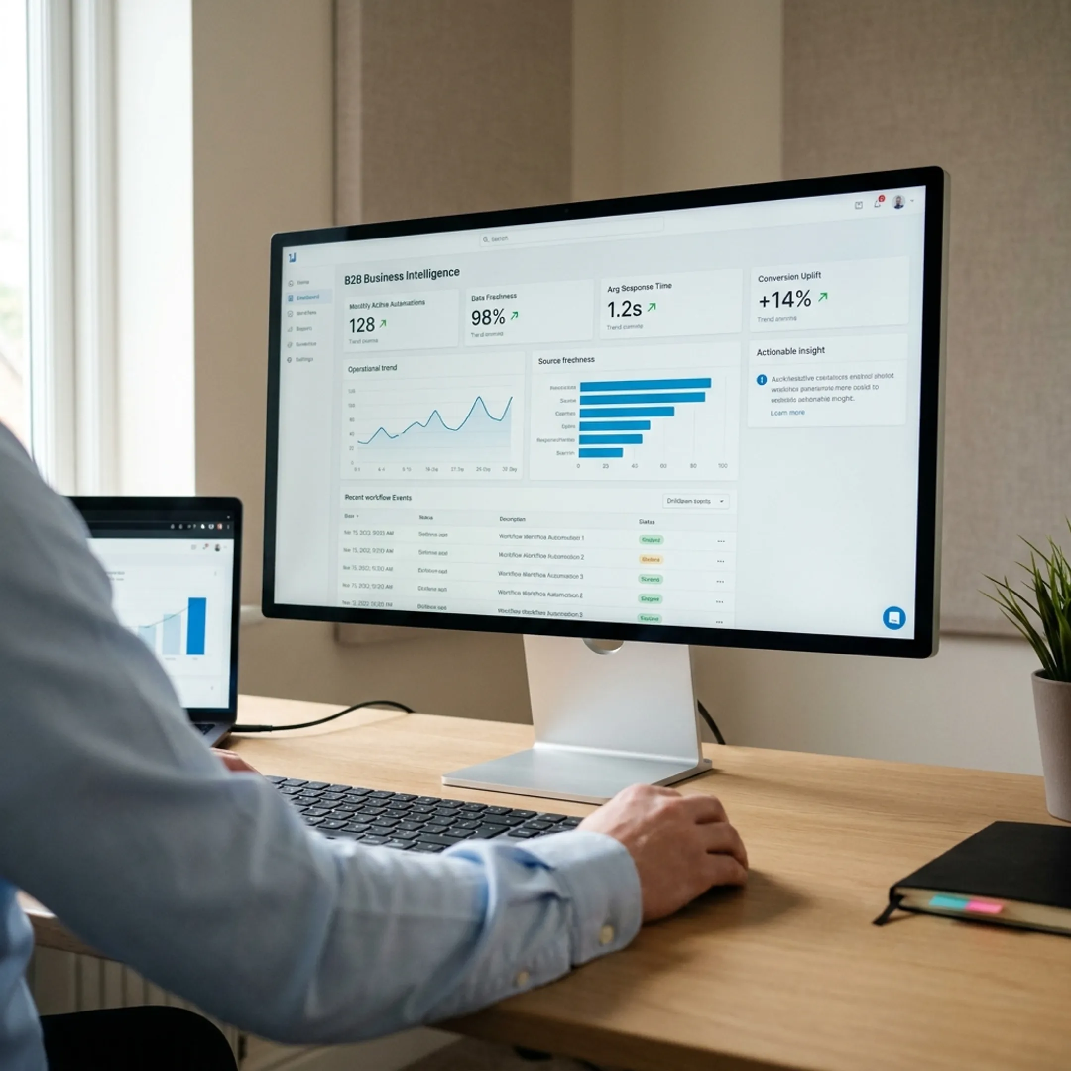 Custom business intelligence dashboard showing KPIs and operational trends