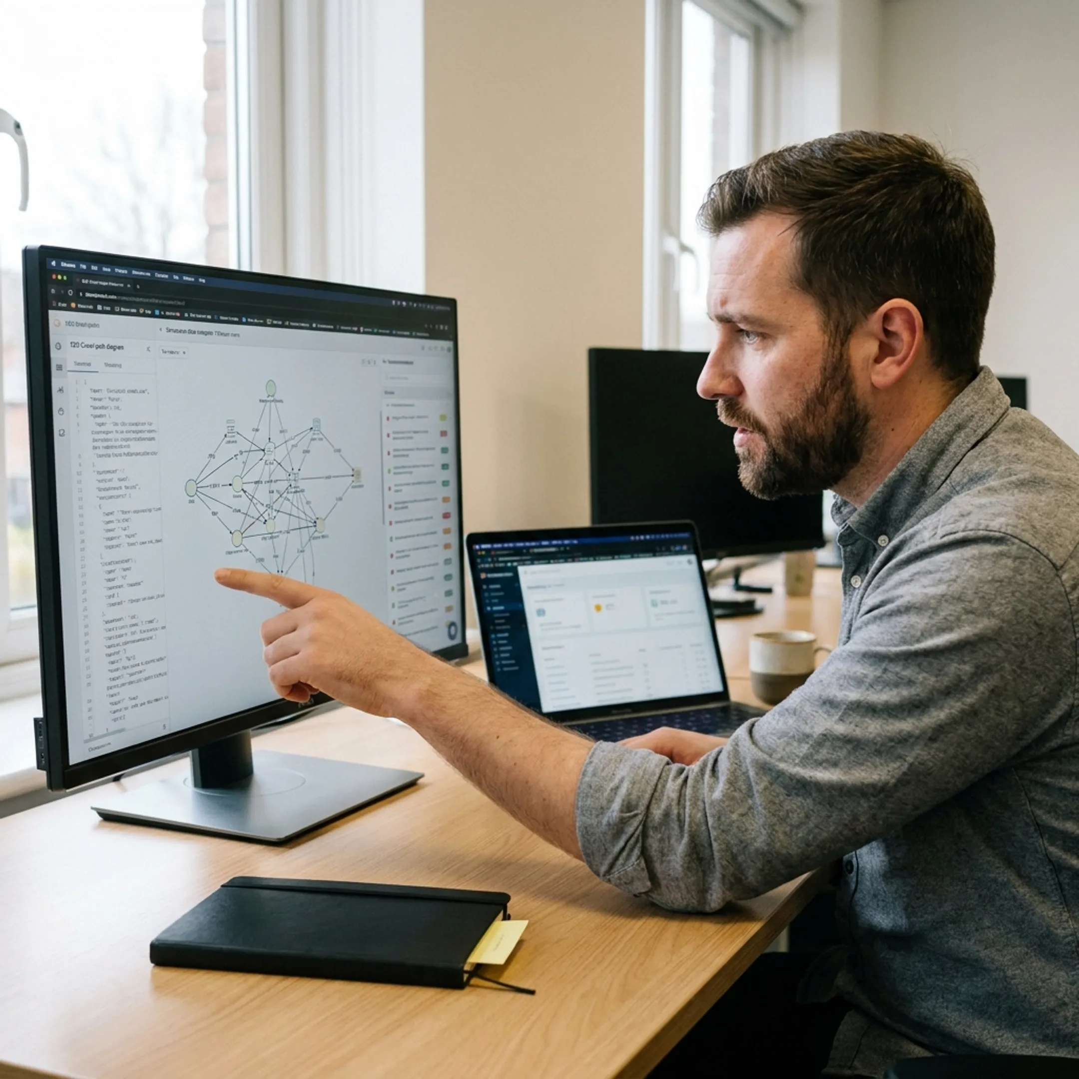 Consultant mapping website structure and technical SEO improvements