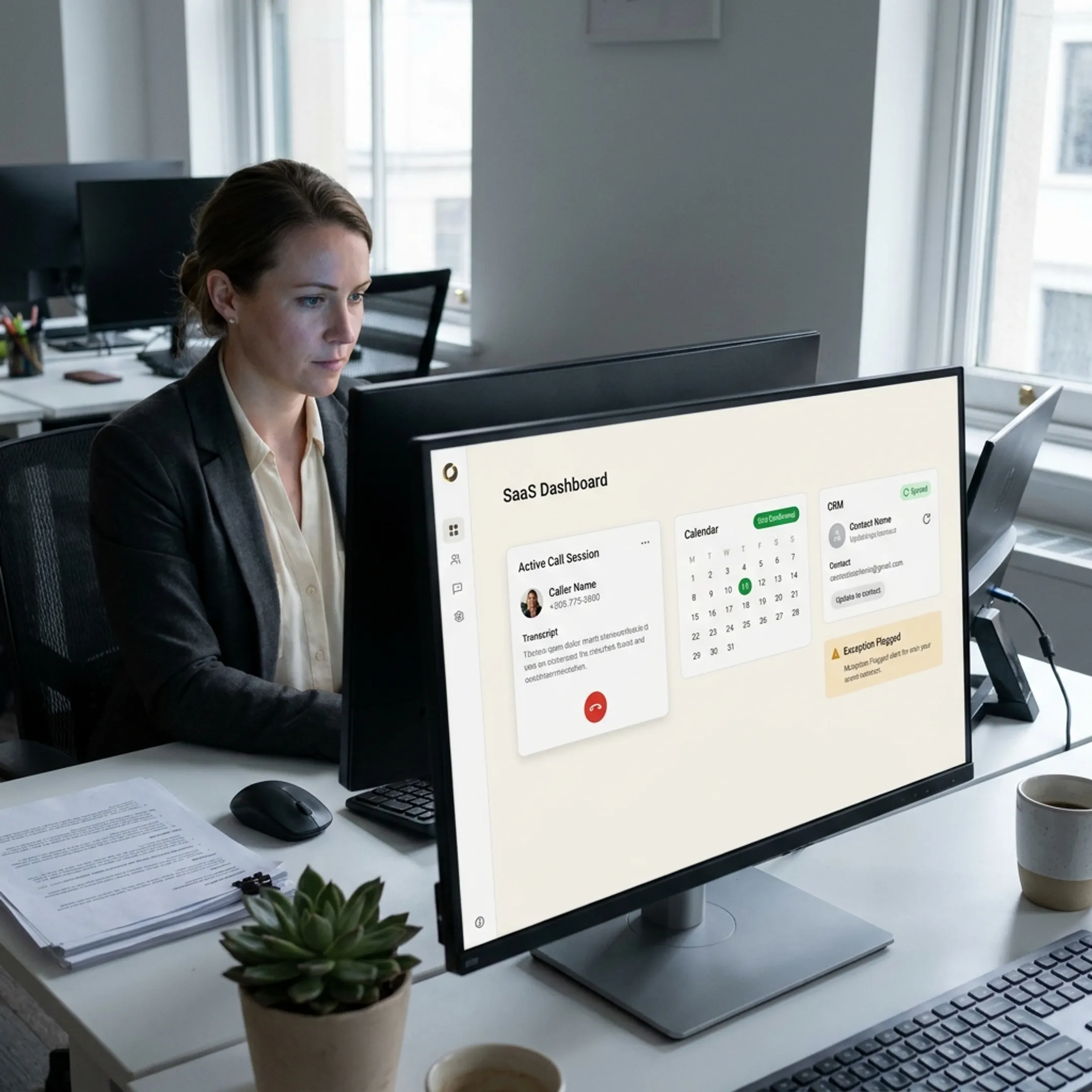 AI receptionist workflow connecting caller intake to a calendar and CRM