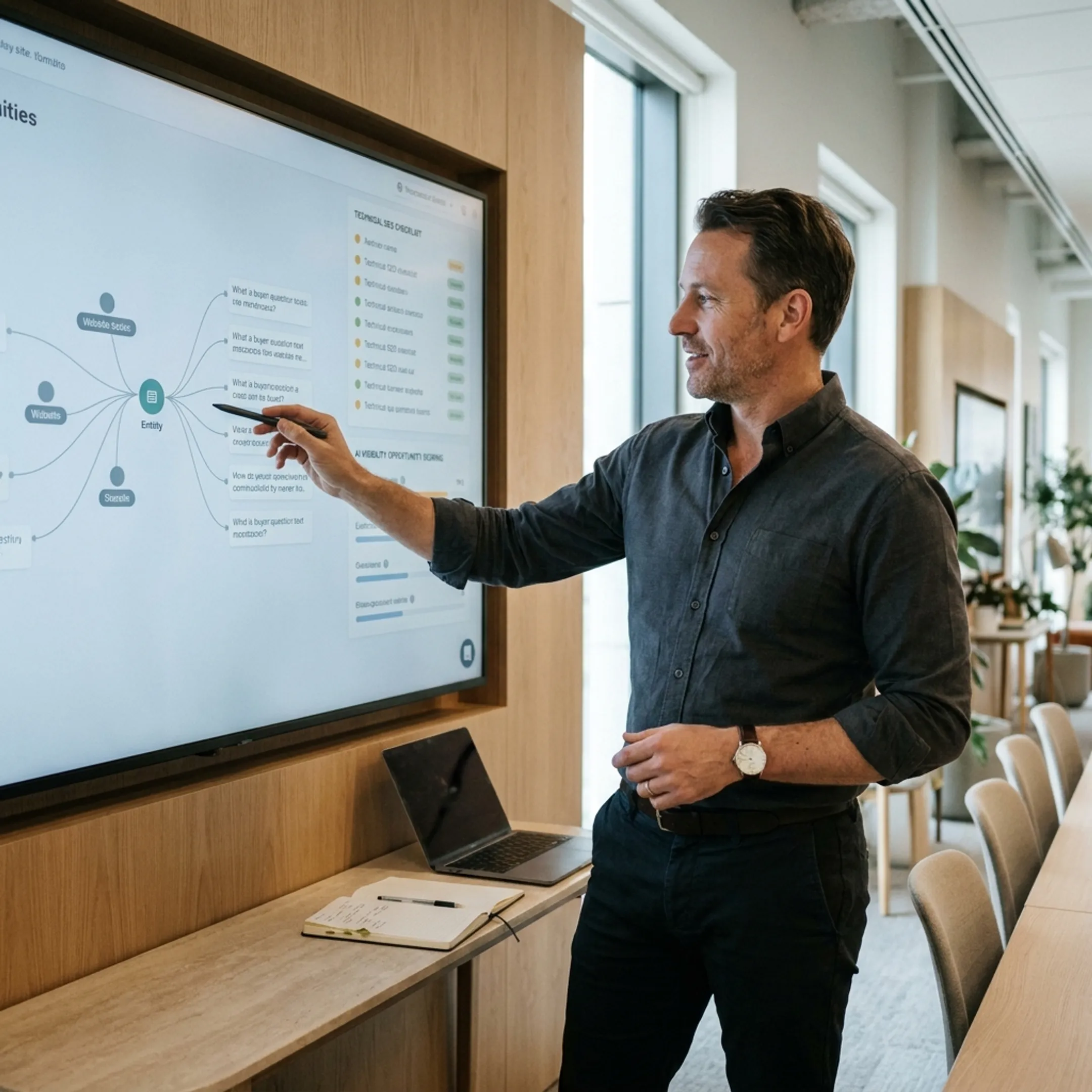 Consultant mapping website content and AI visibility opportunities