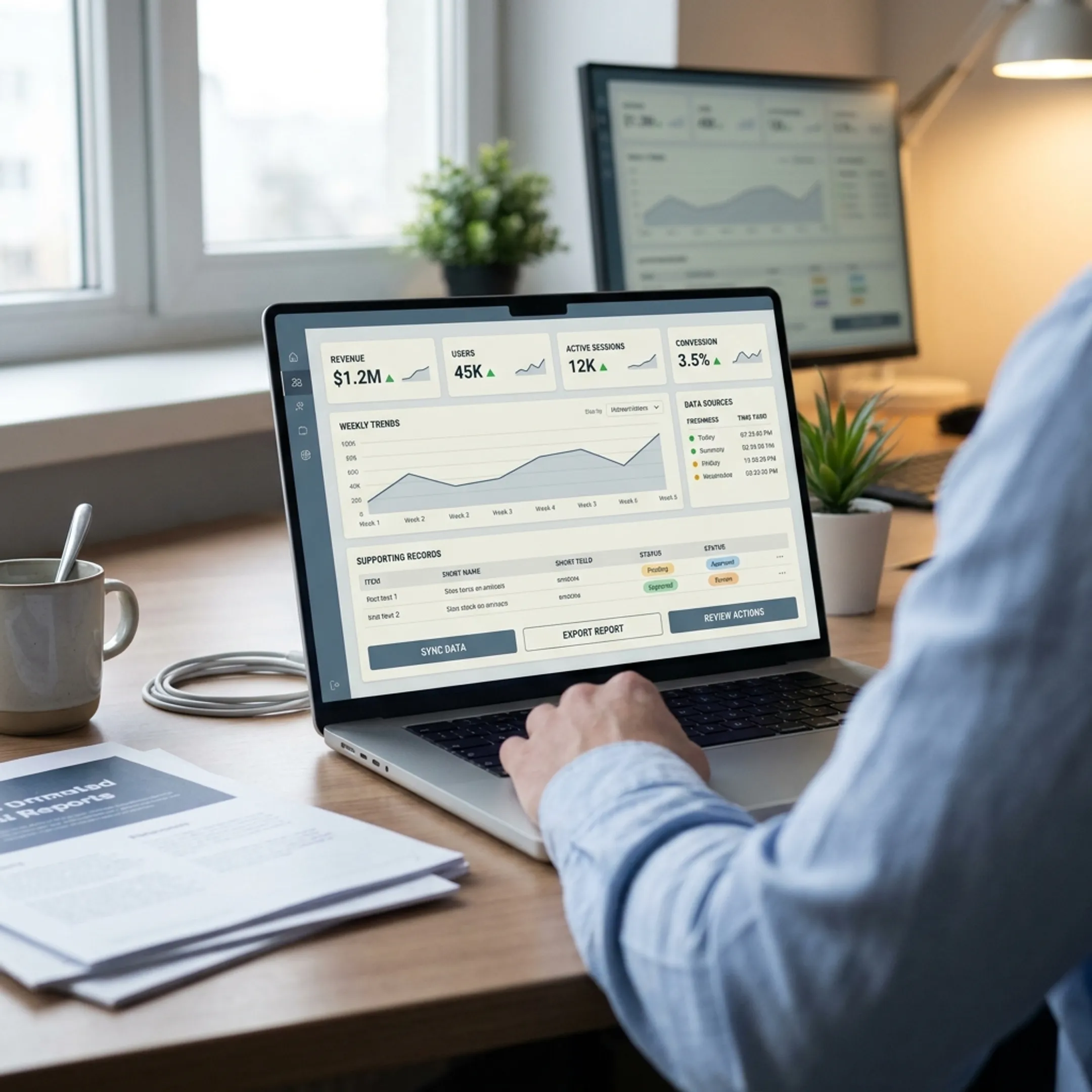 Business intelligence dashboard showing trusted KPIs and trends