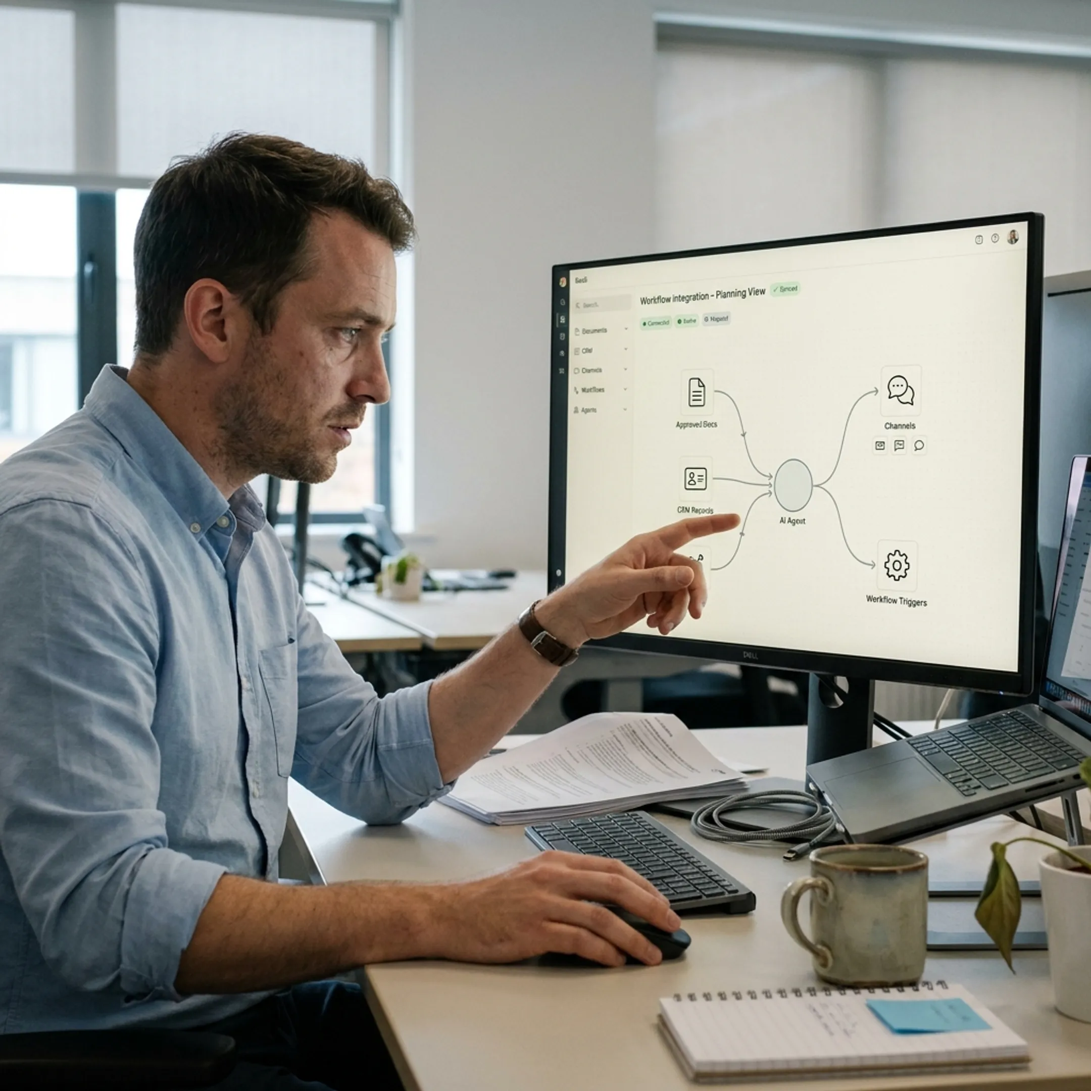 Custom AI integration connecting business data and workflows