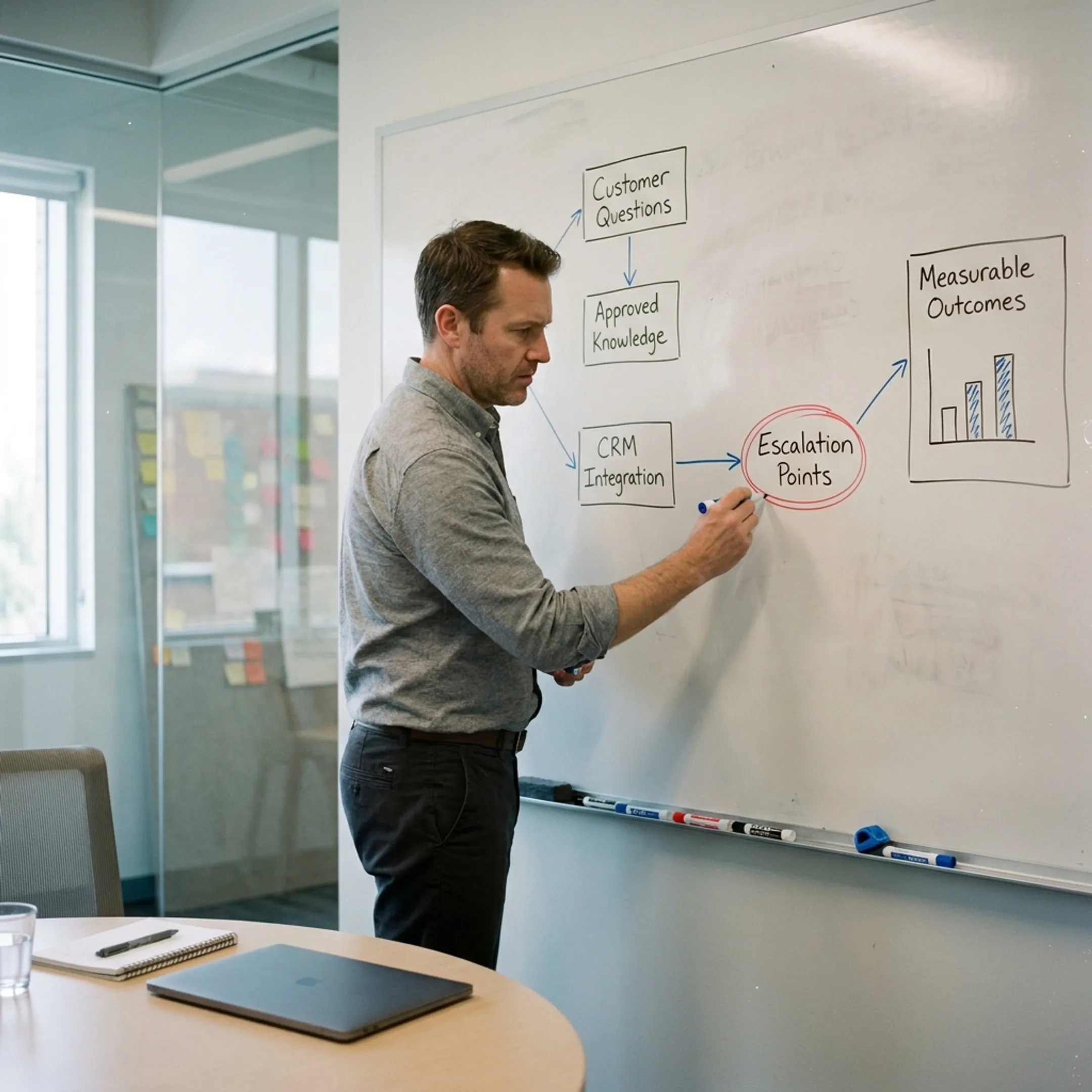 Consultant mapping a conversational AI customer journey