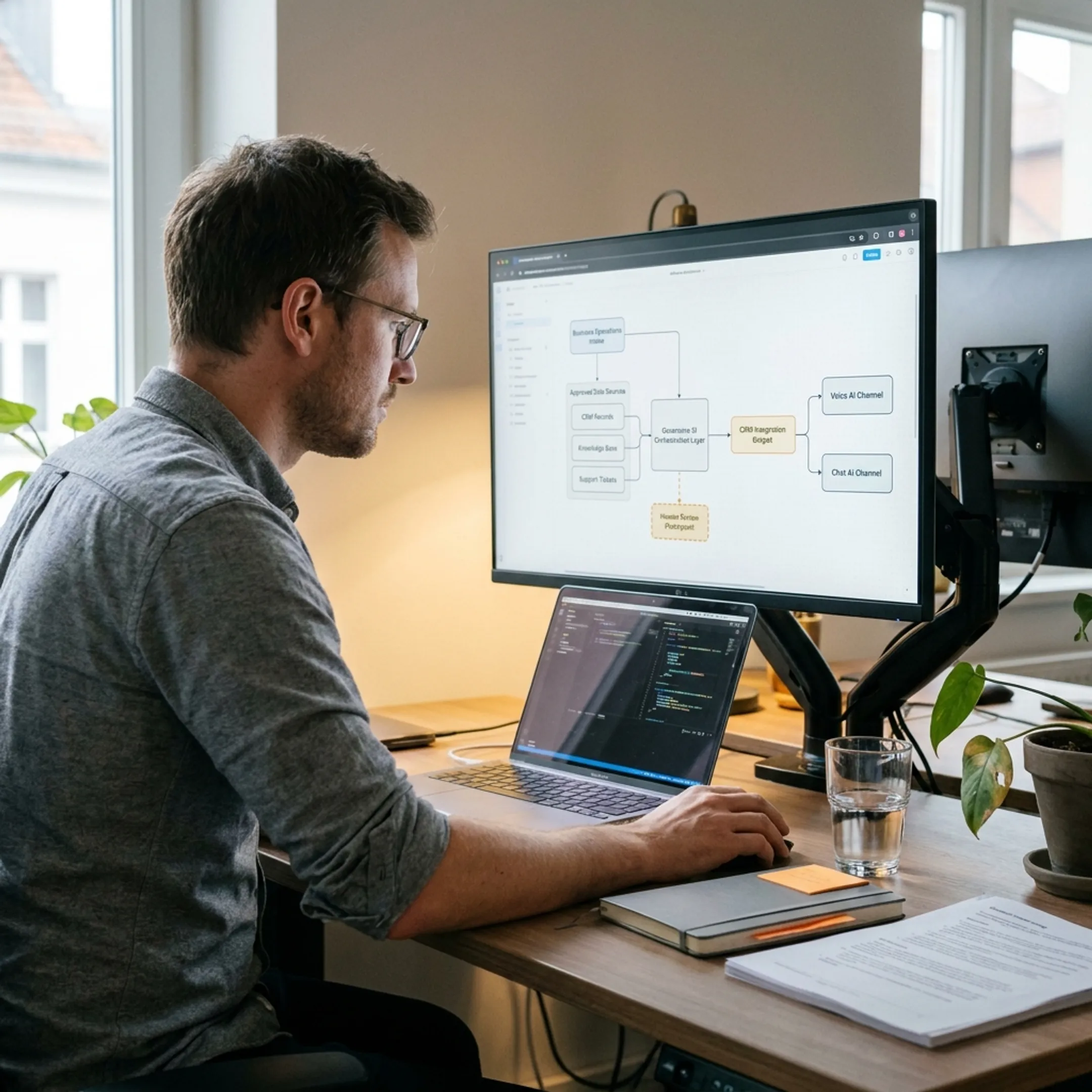 AI engineer mapping business processes and connected systems for a custom generative AI project
