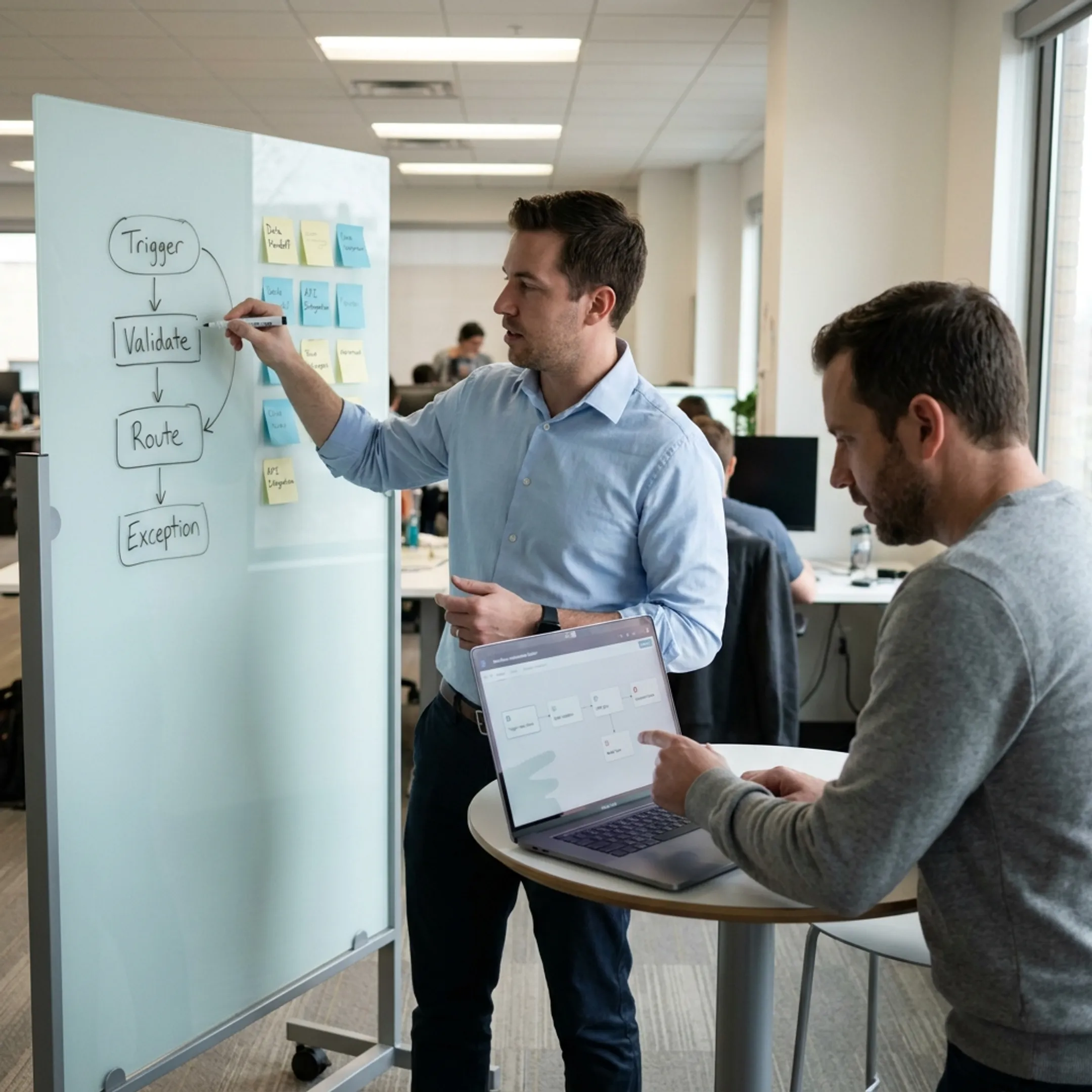 Automation specialist mapping business processes and software integrations