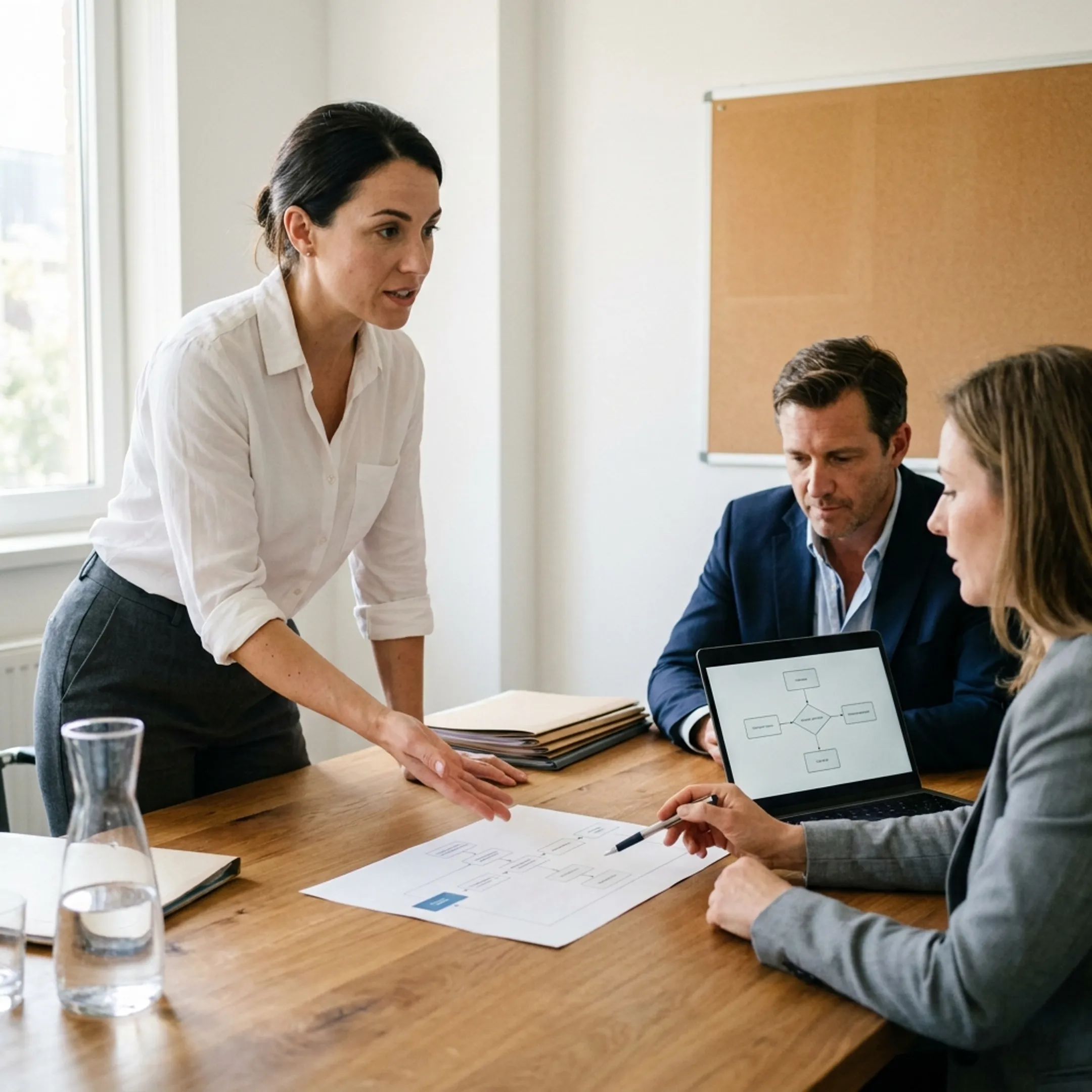 Consultant mapping business workflows and evaluating AI implementation options