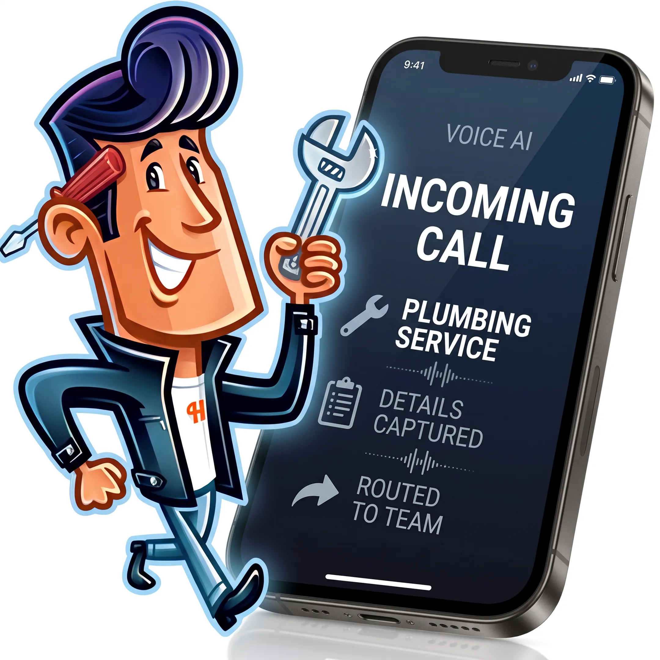 Voice AI workflow capturing plumbing caller information
