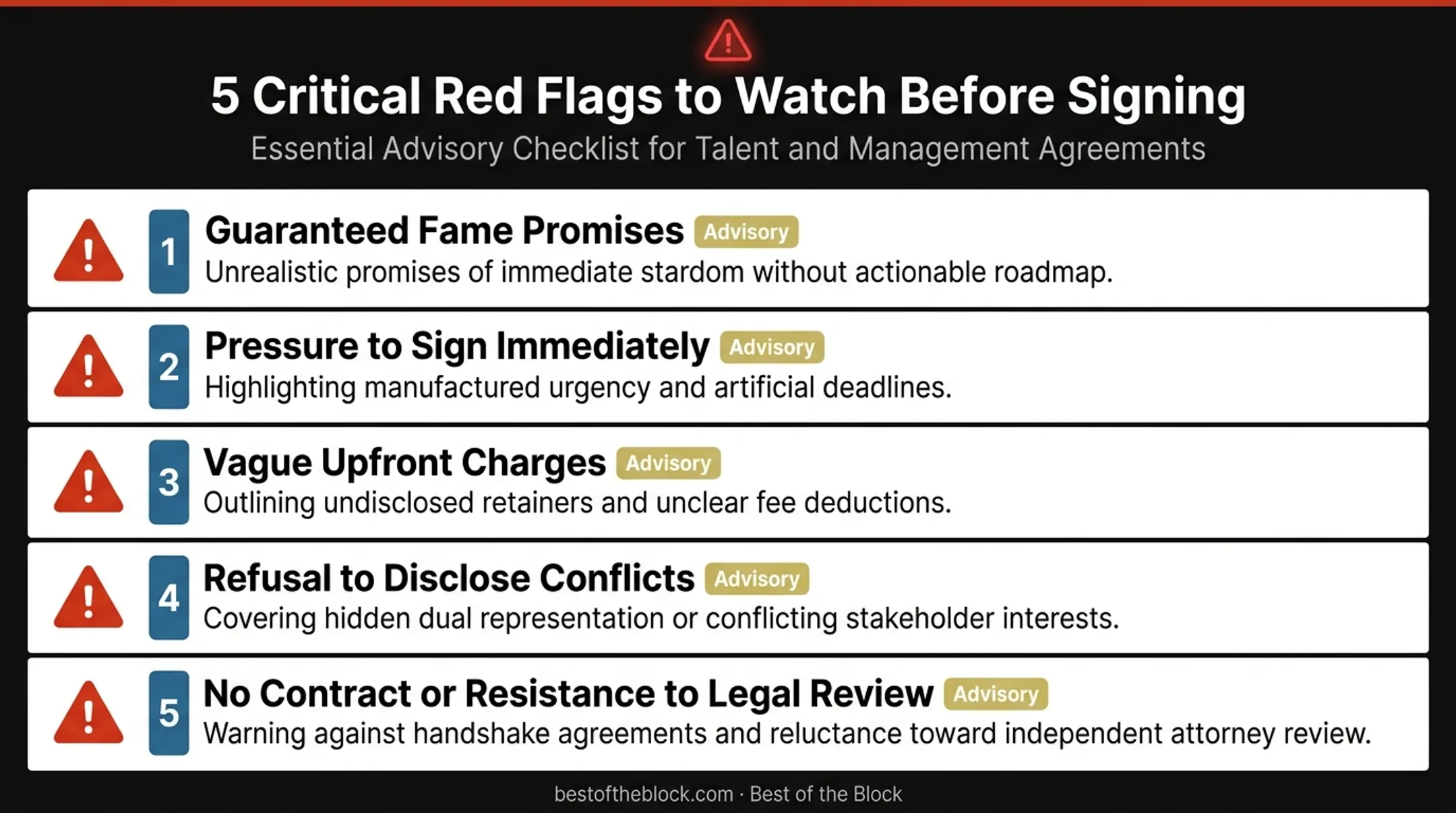 5 warning signs of a bad entertainment manager checklist