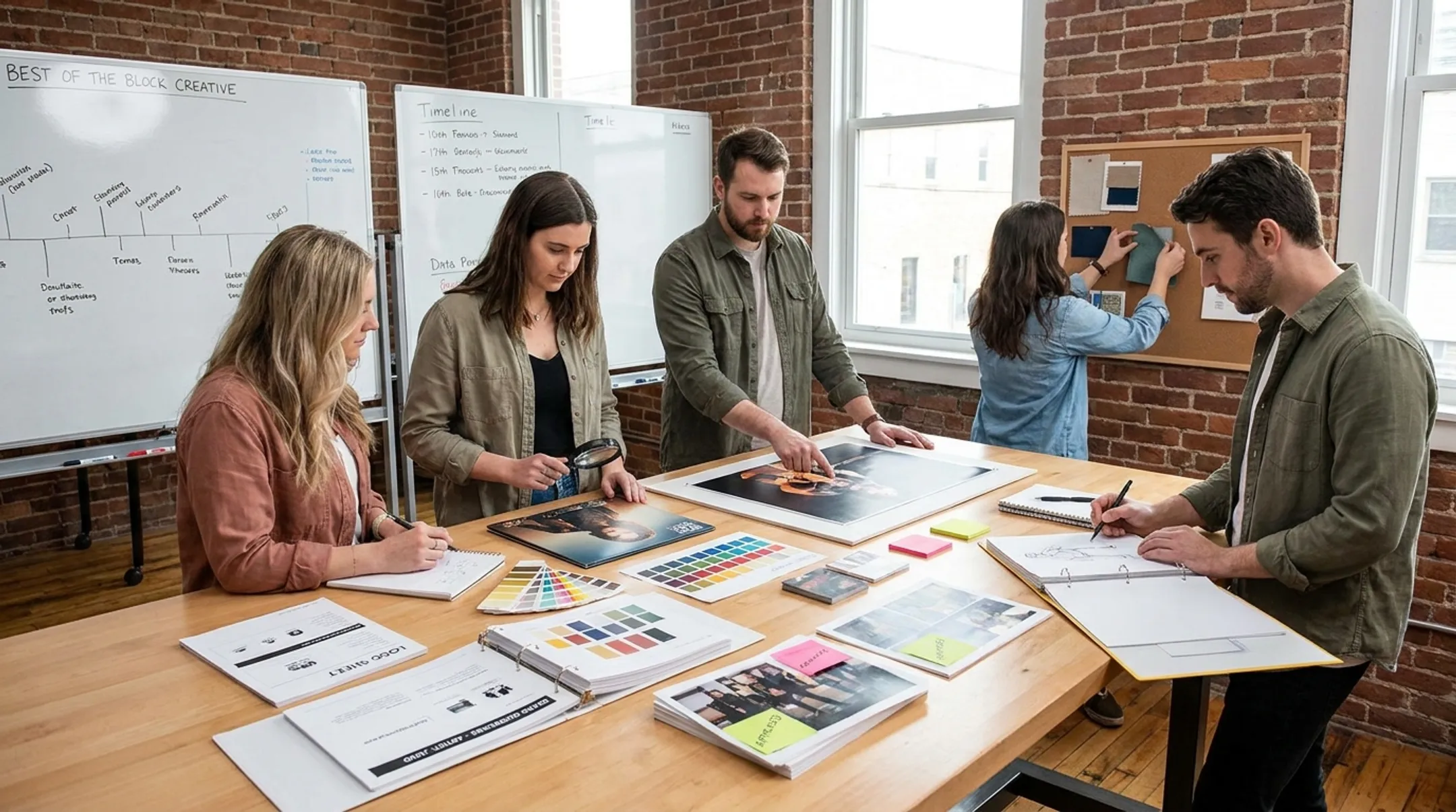 Creative design team preparing professional music release assets