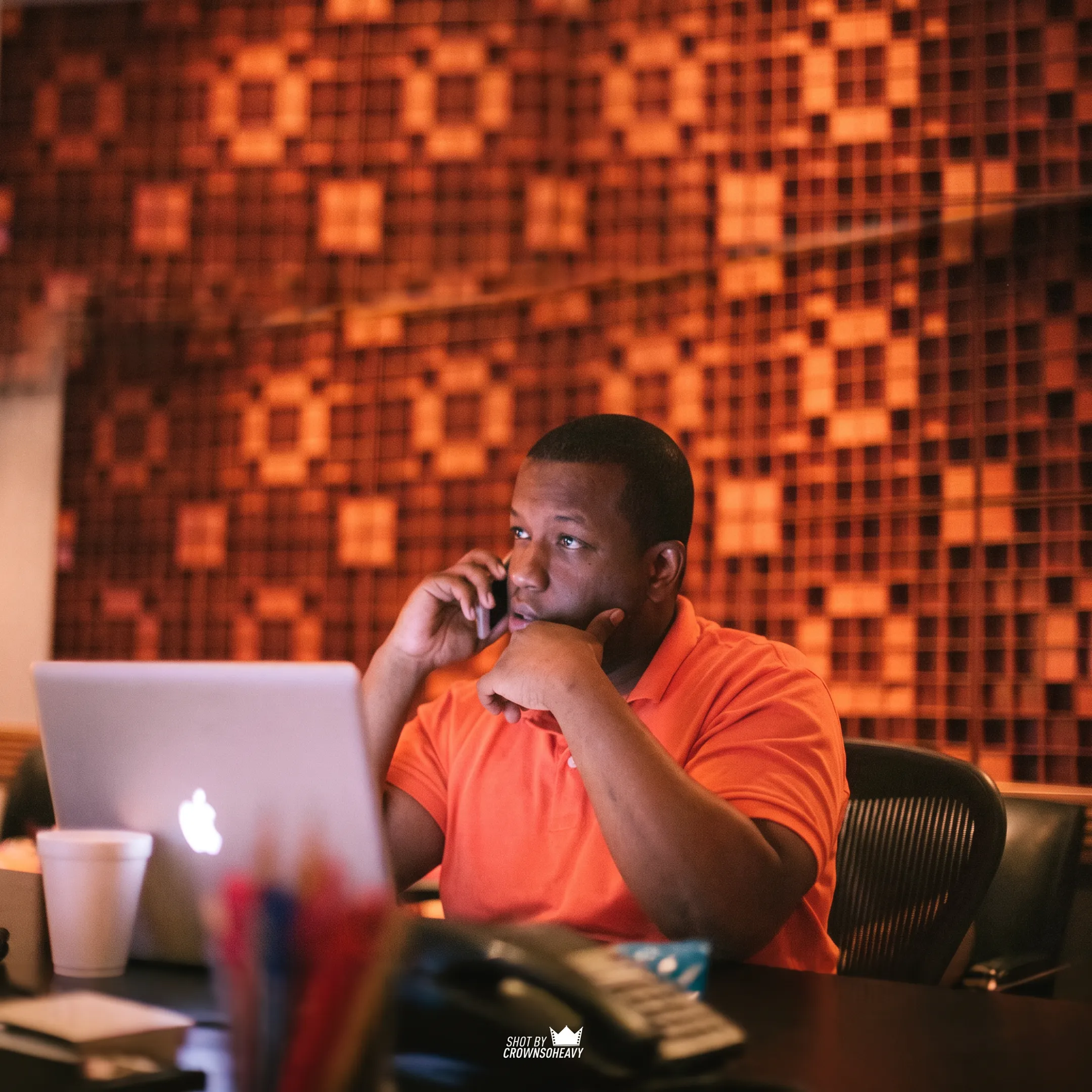Music publicist planning media relations campaign in a studio