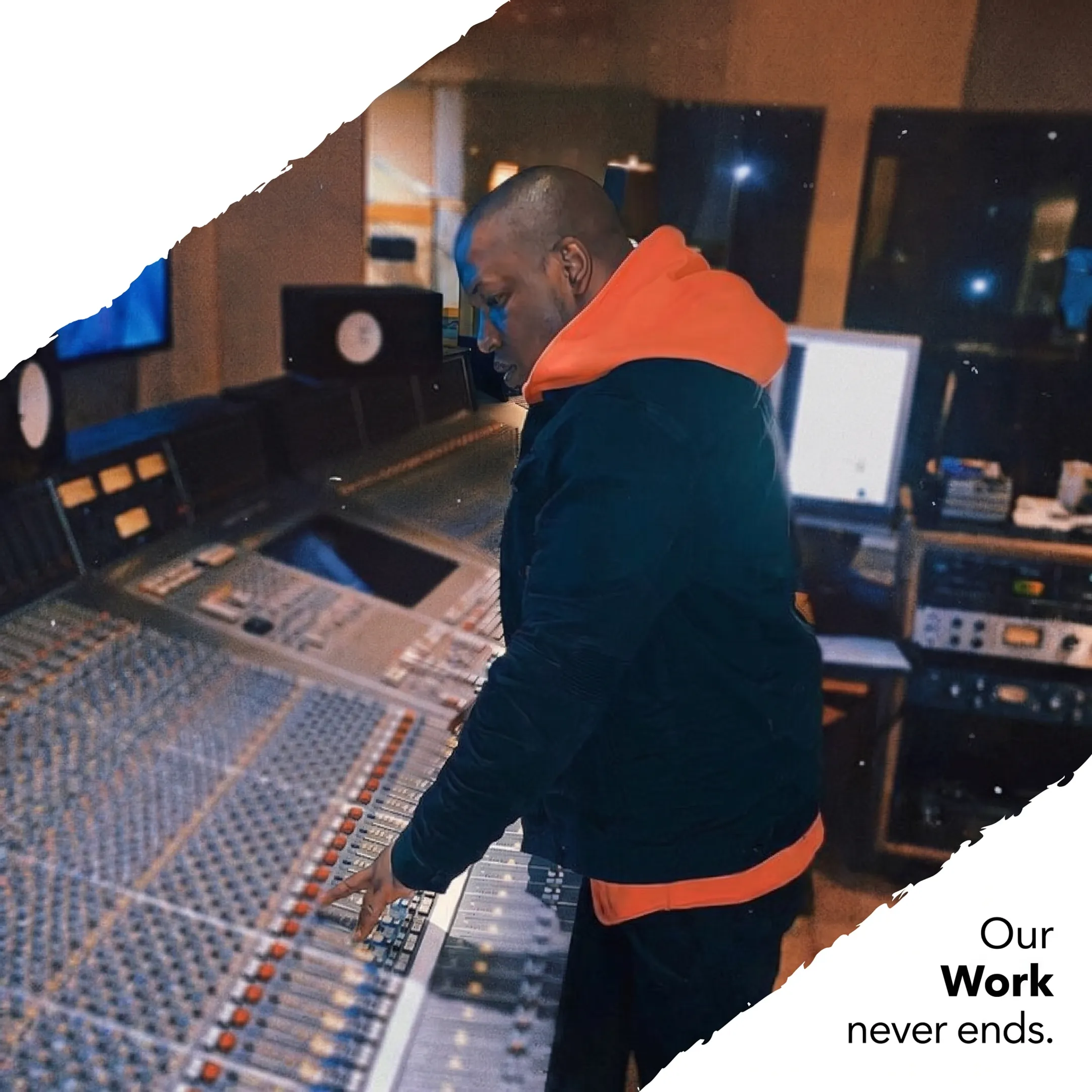 Rap and hip-hop artist recording vocals in a professional music studio