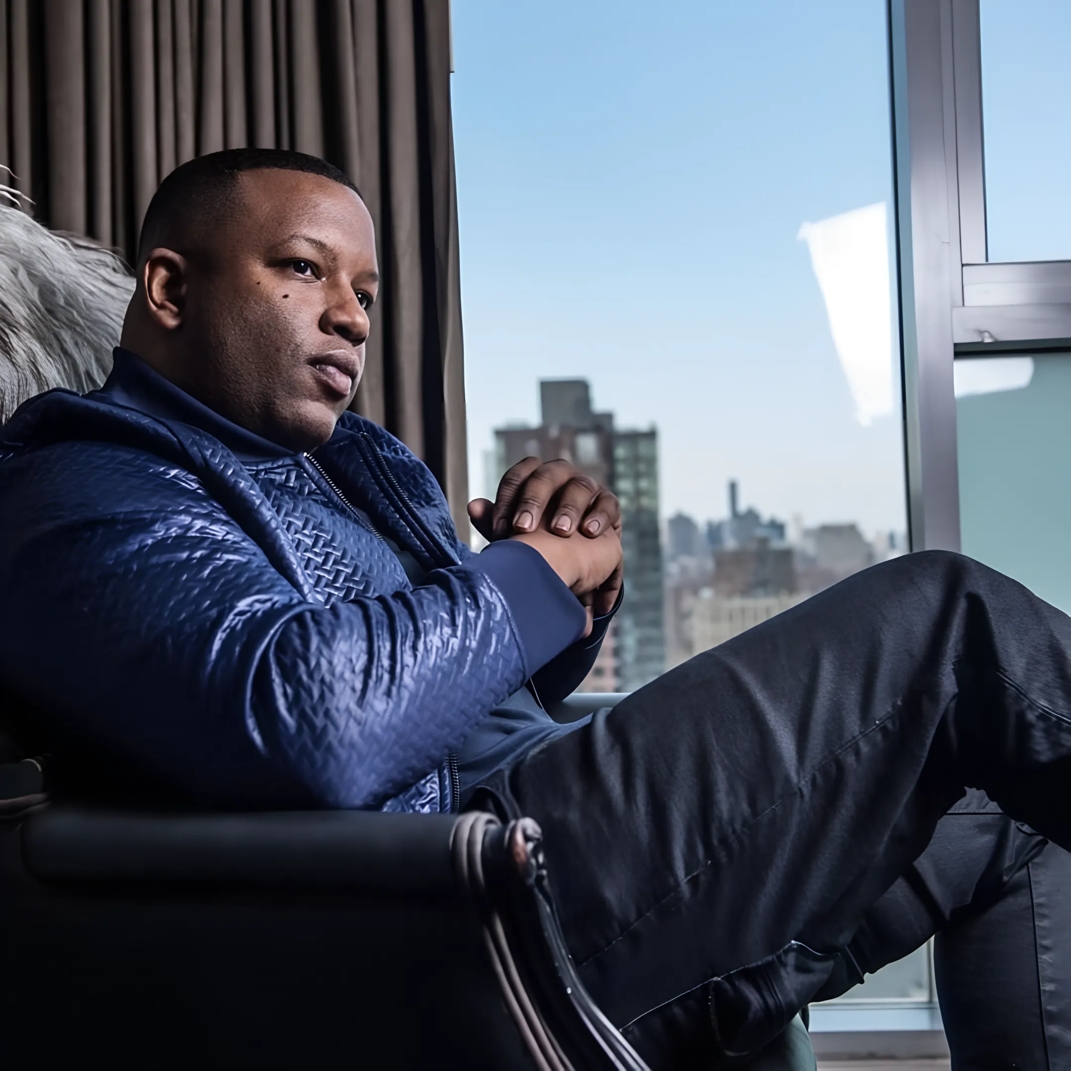 Music industry consultant discussing career strategy with an artist in a professional studio setting