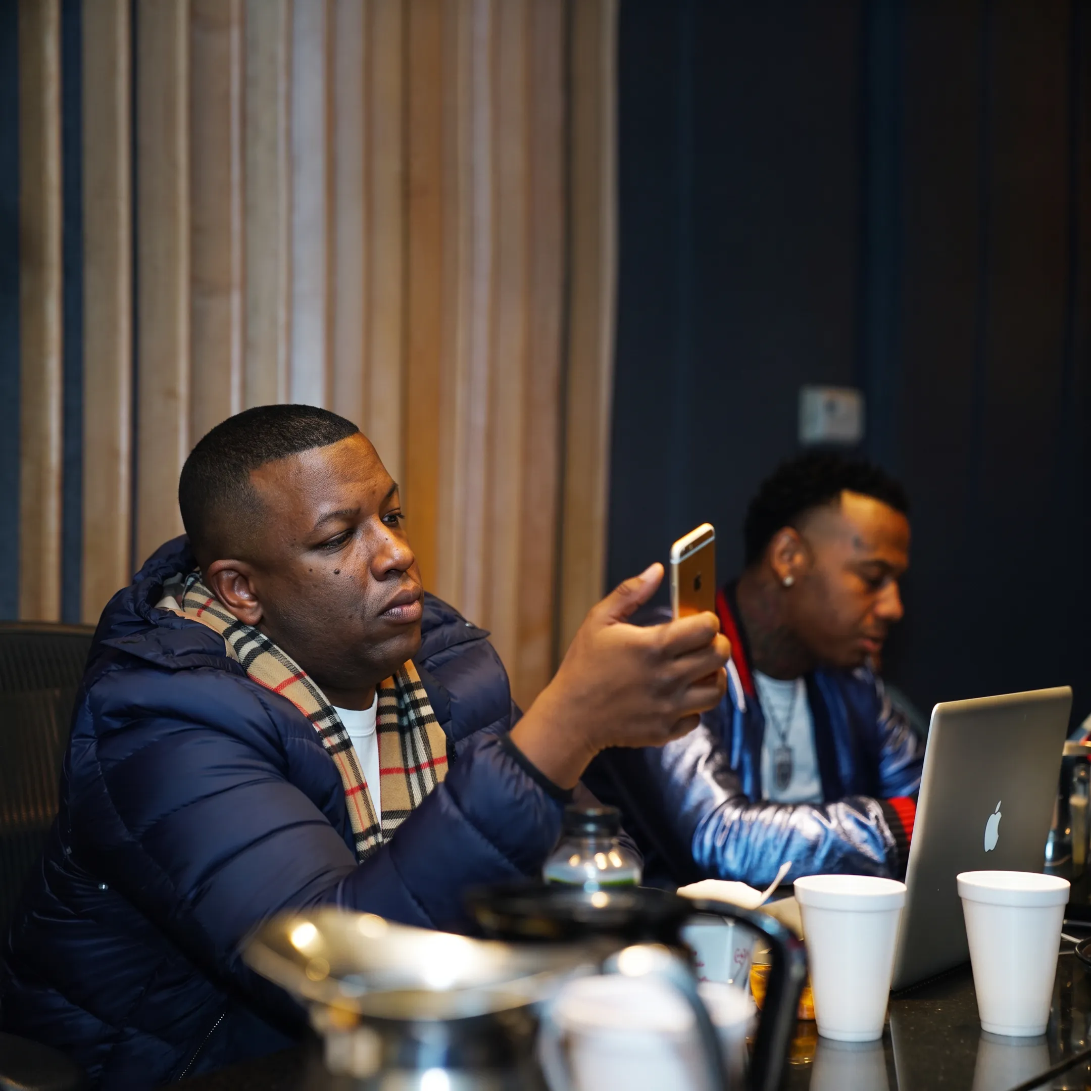 Music artist meeting with manager to discuss career strategy and release planning