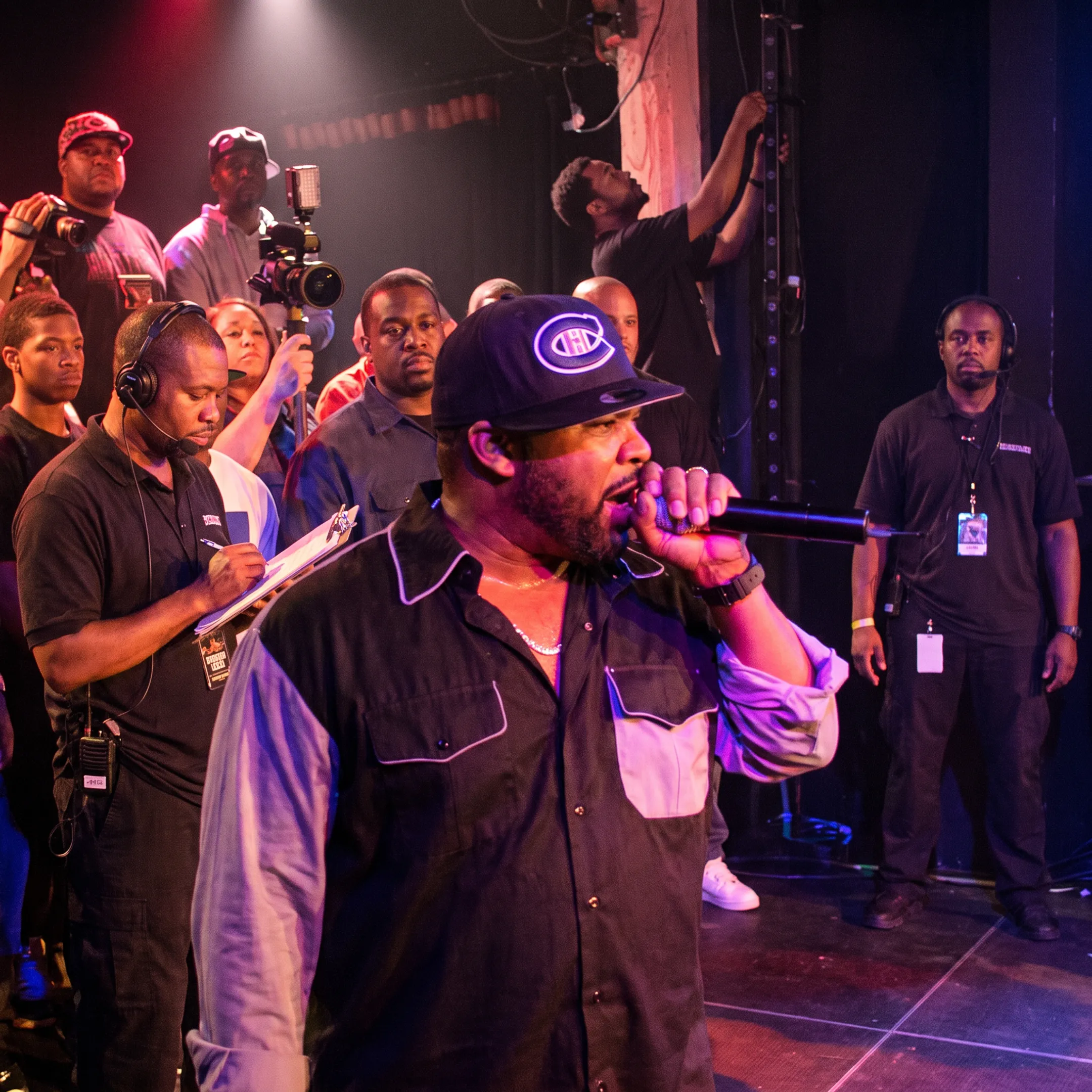 Entertainment booking team coordinating live artist performance at a polished private event