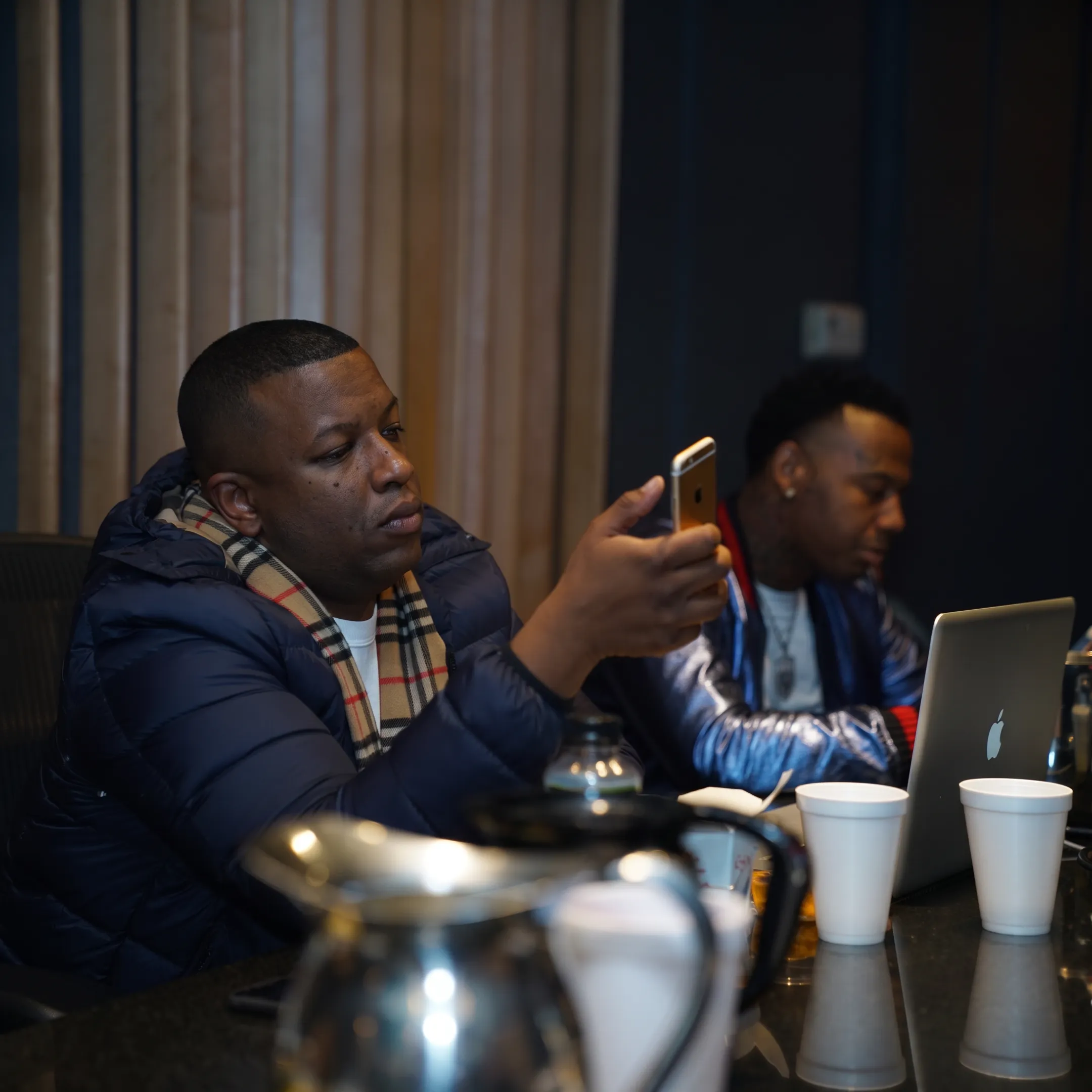 Entertainment professionals planning an artist campaign in an Atlanta creative studio