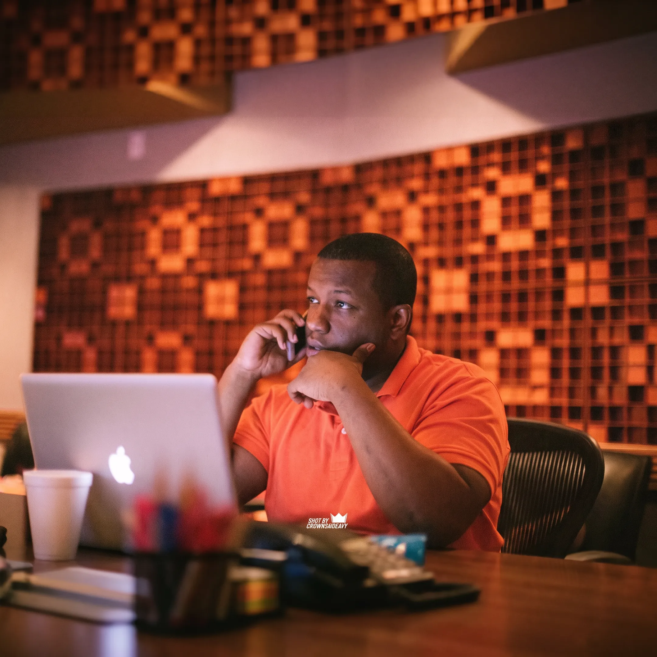 PR consultant developing an entertainment publicity strategy with campaign documents
