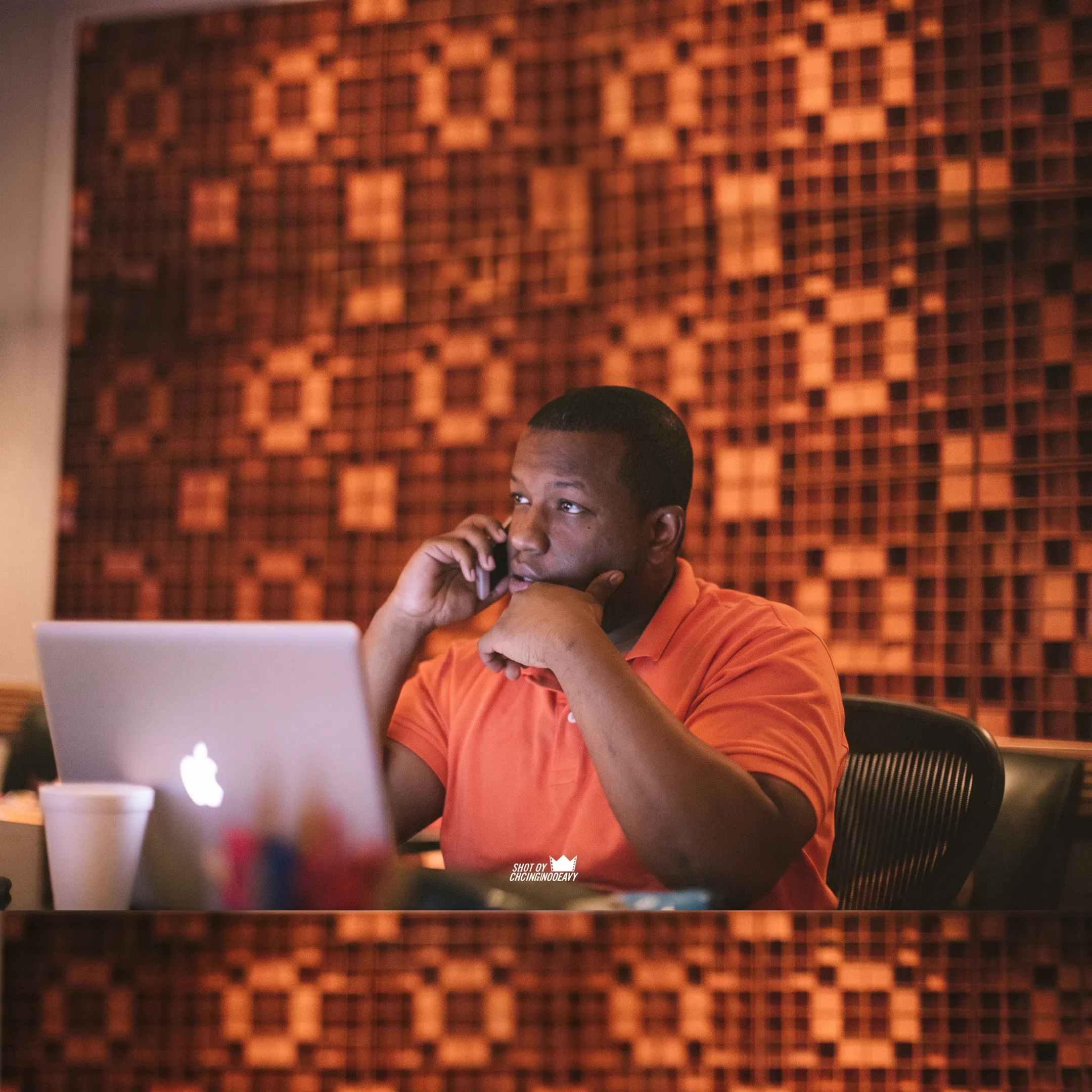 Music manager meeting with recording artist in a professional studio