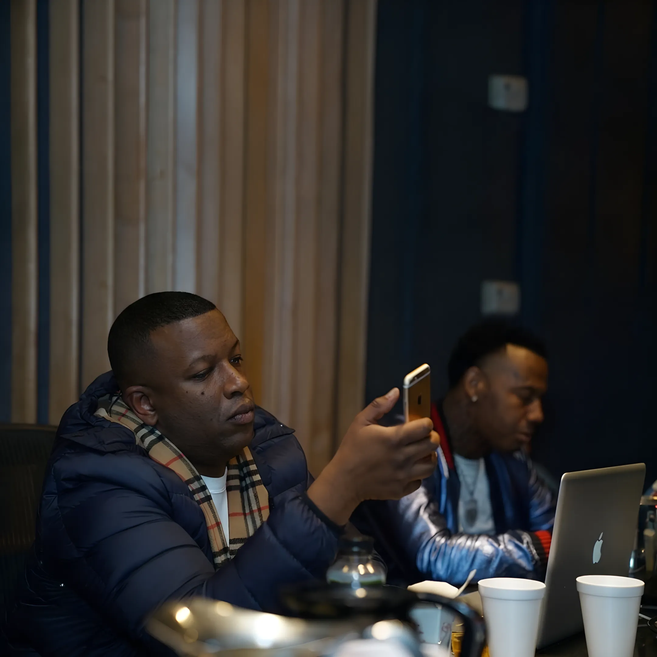 Music marketing team planning an artist campaign in a London studio
