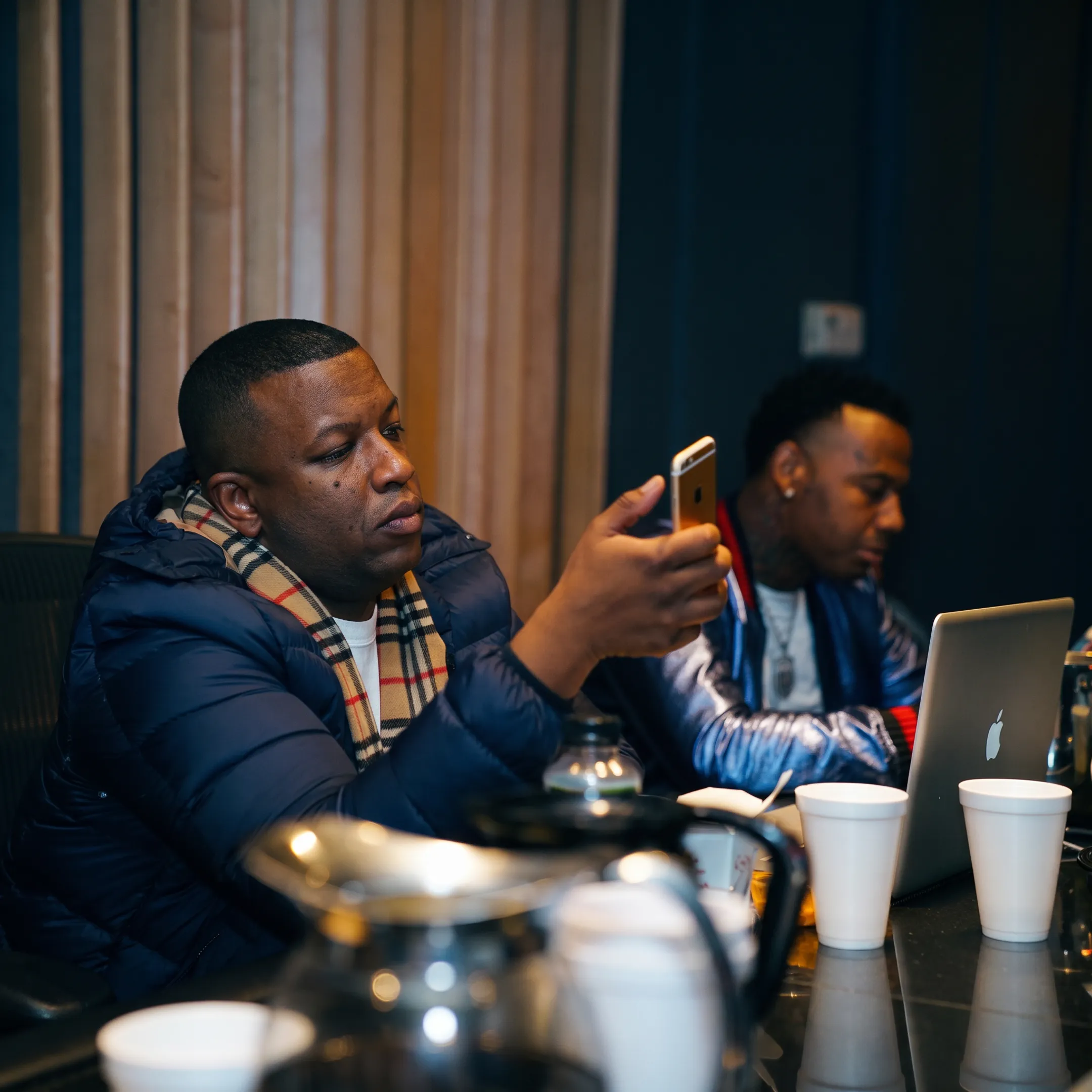 Artist and manager discussing music career strategy