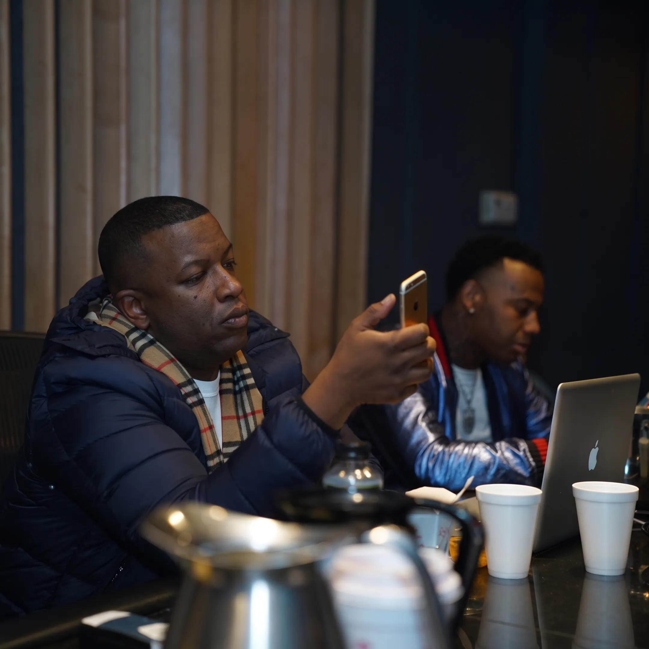 Music marketing team planning an artist campaign in a Los Angeles creative studio