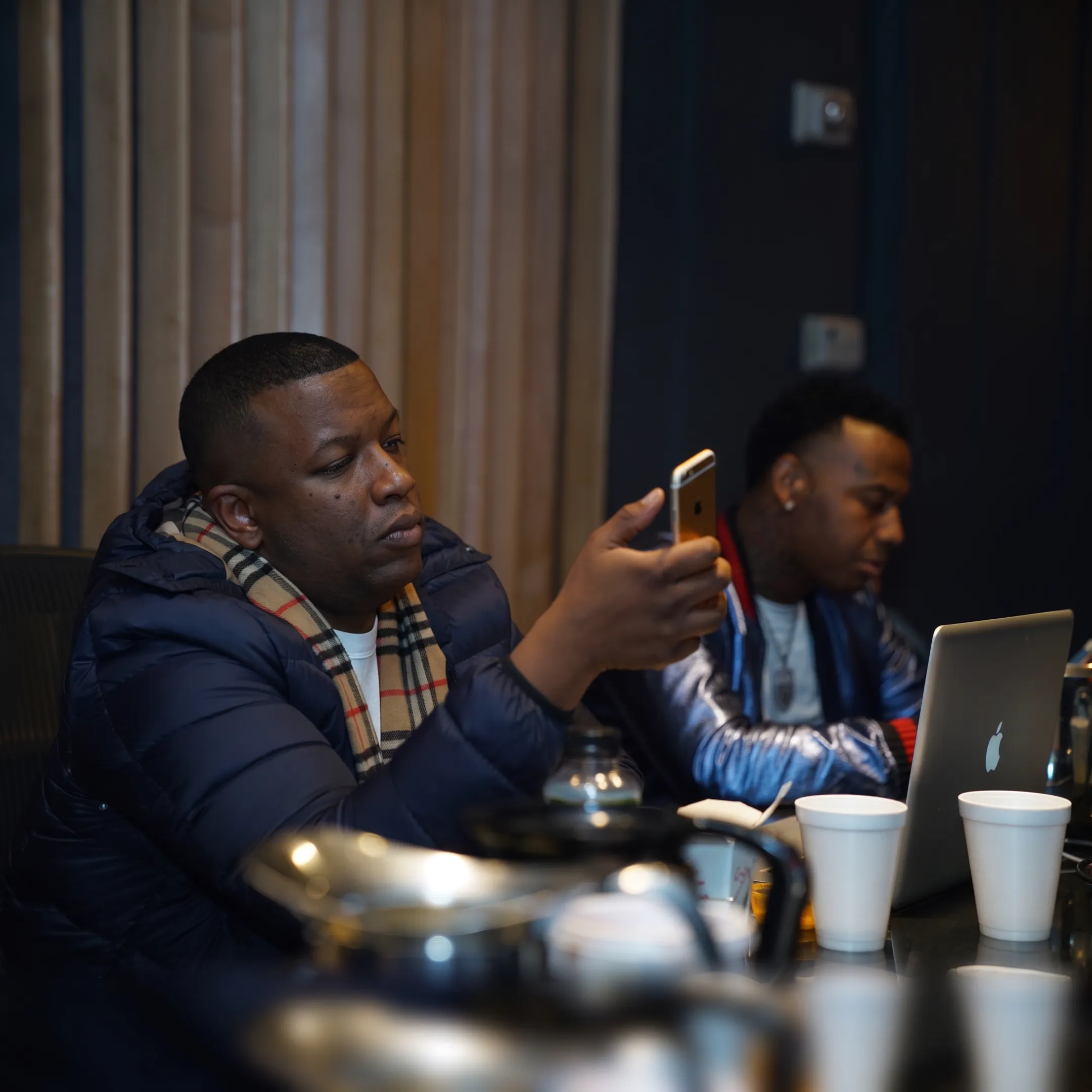 Artist manager reviewing a release strategy with a musician