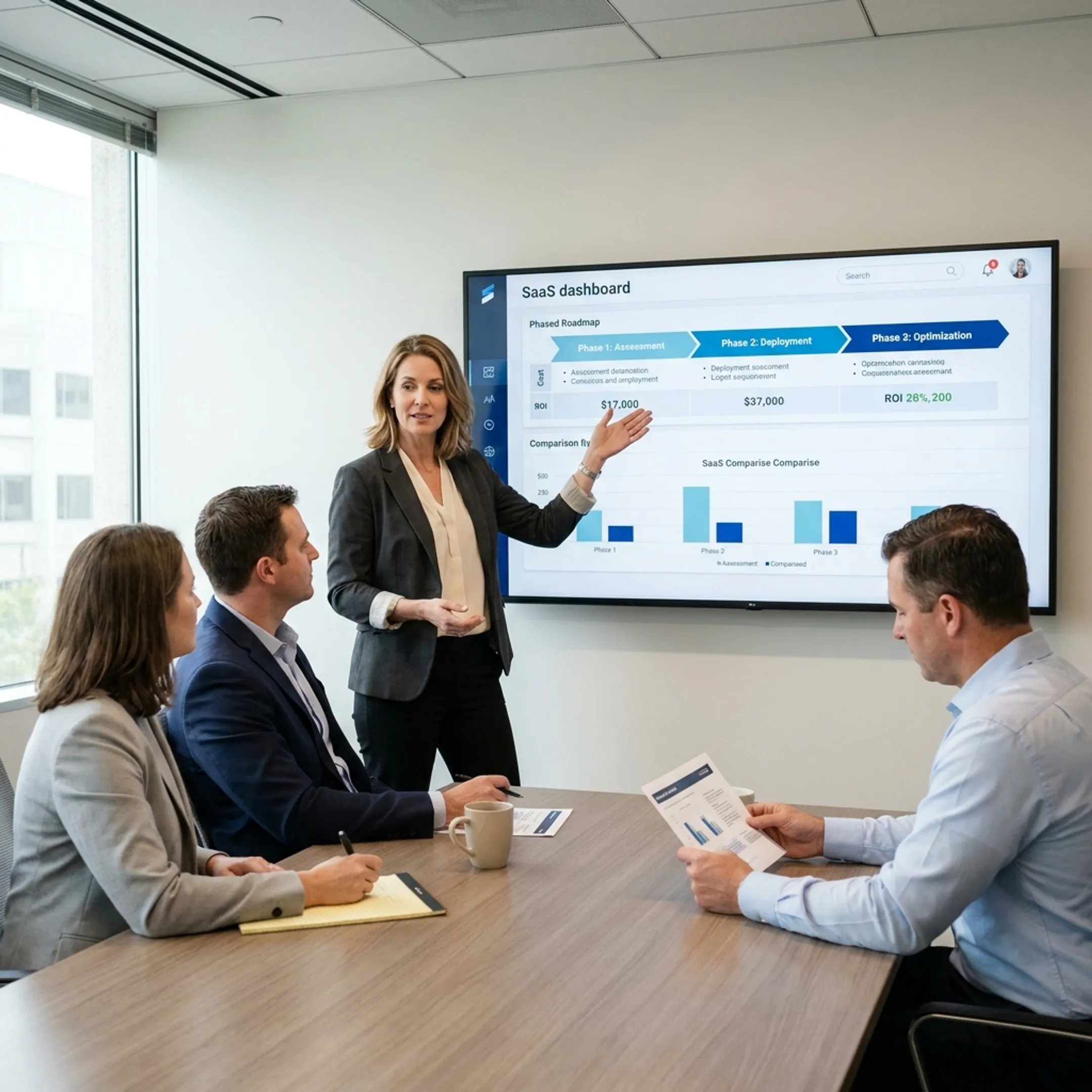 Consultant explaining an AI investment roadmap