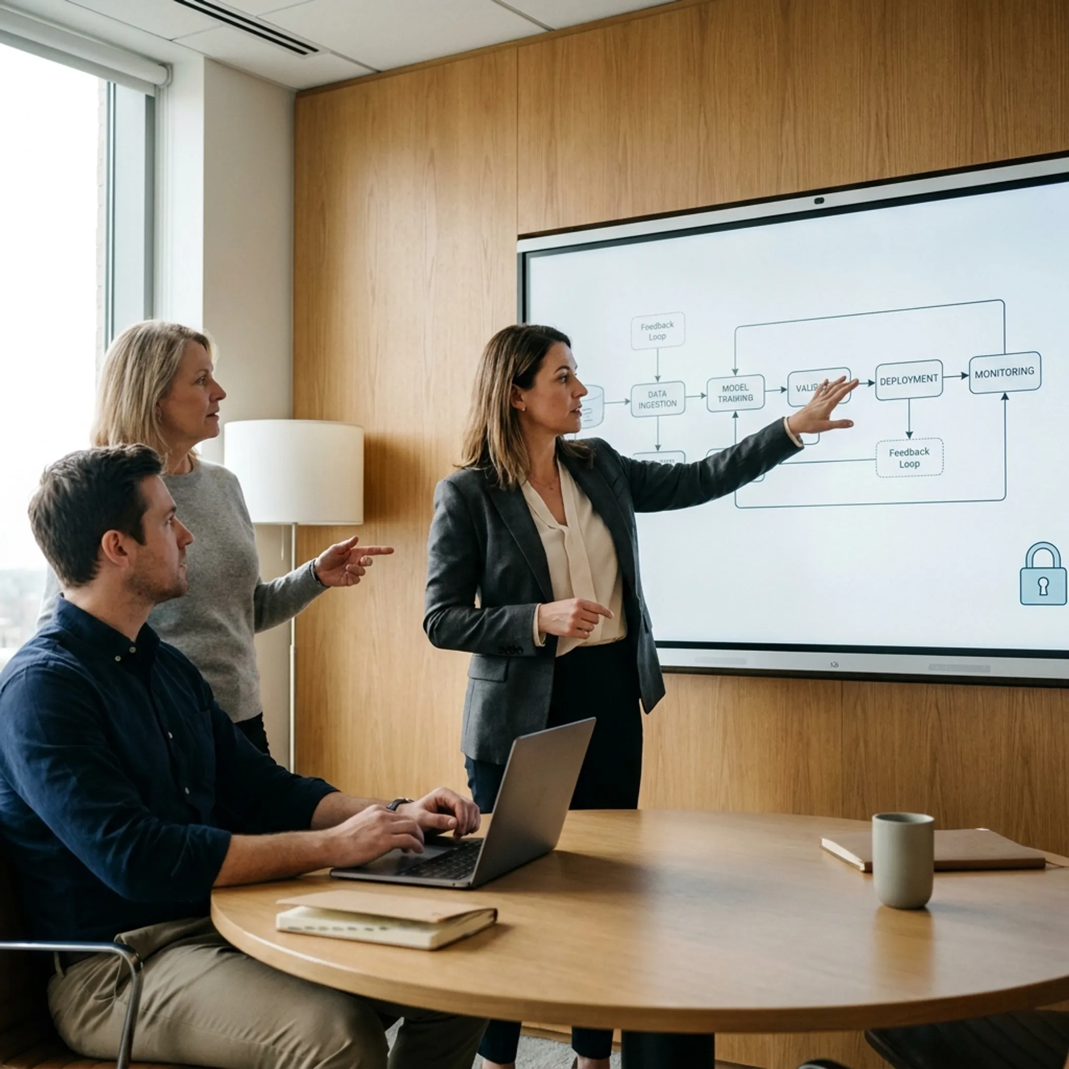 Consultant mapping a secure automated workflow
