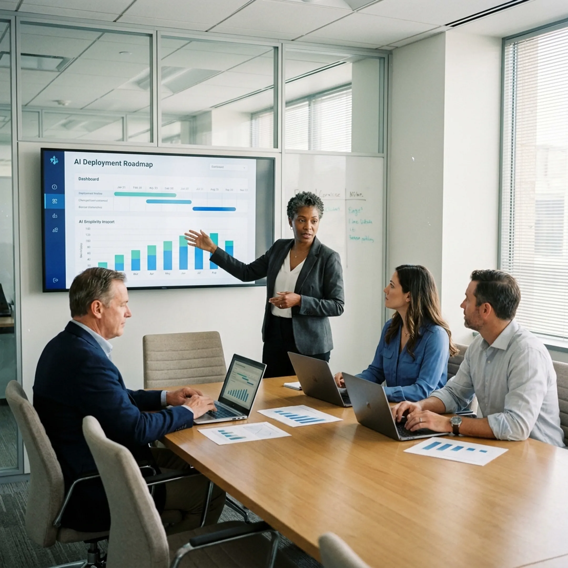 Executives reviewing an IT strategy roadmap