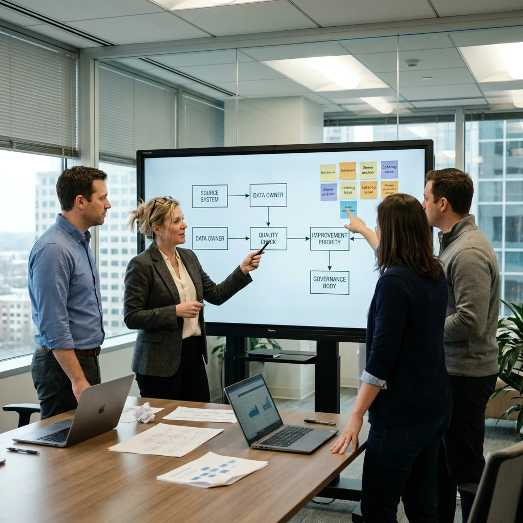 Team mapping data quality improvements on a digital board