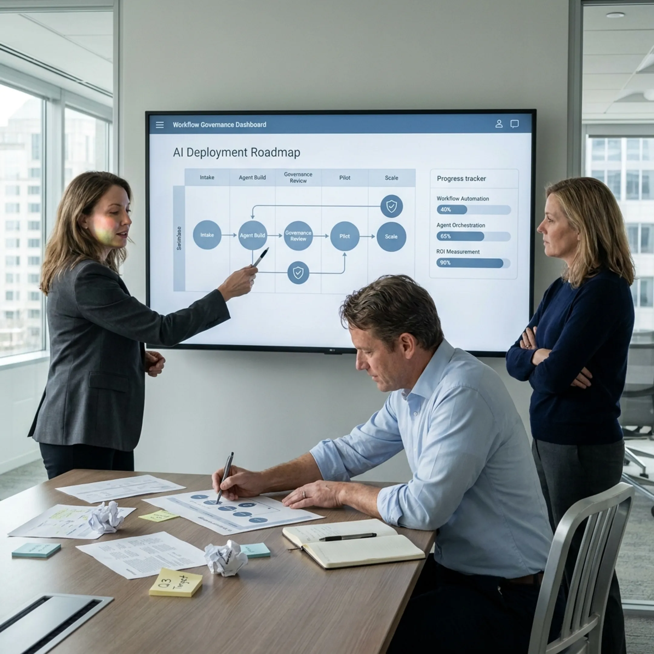 Team planning enterprise AI implementation