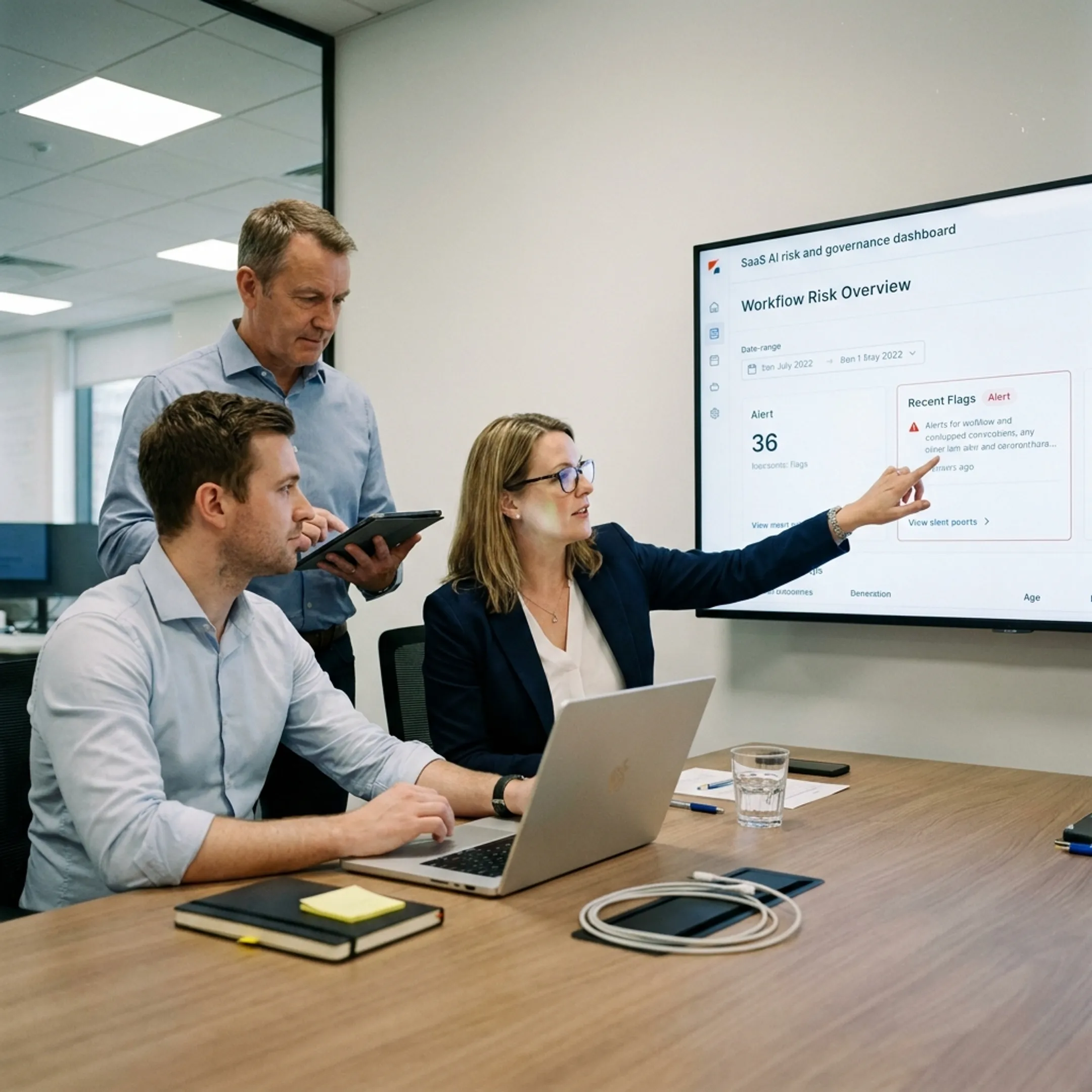 Team reviewing AI security monitoring data